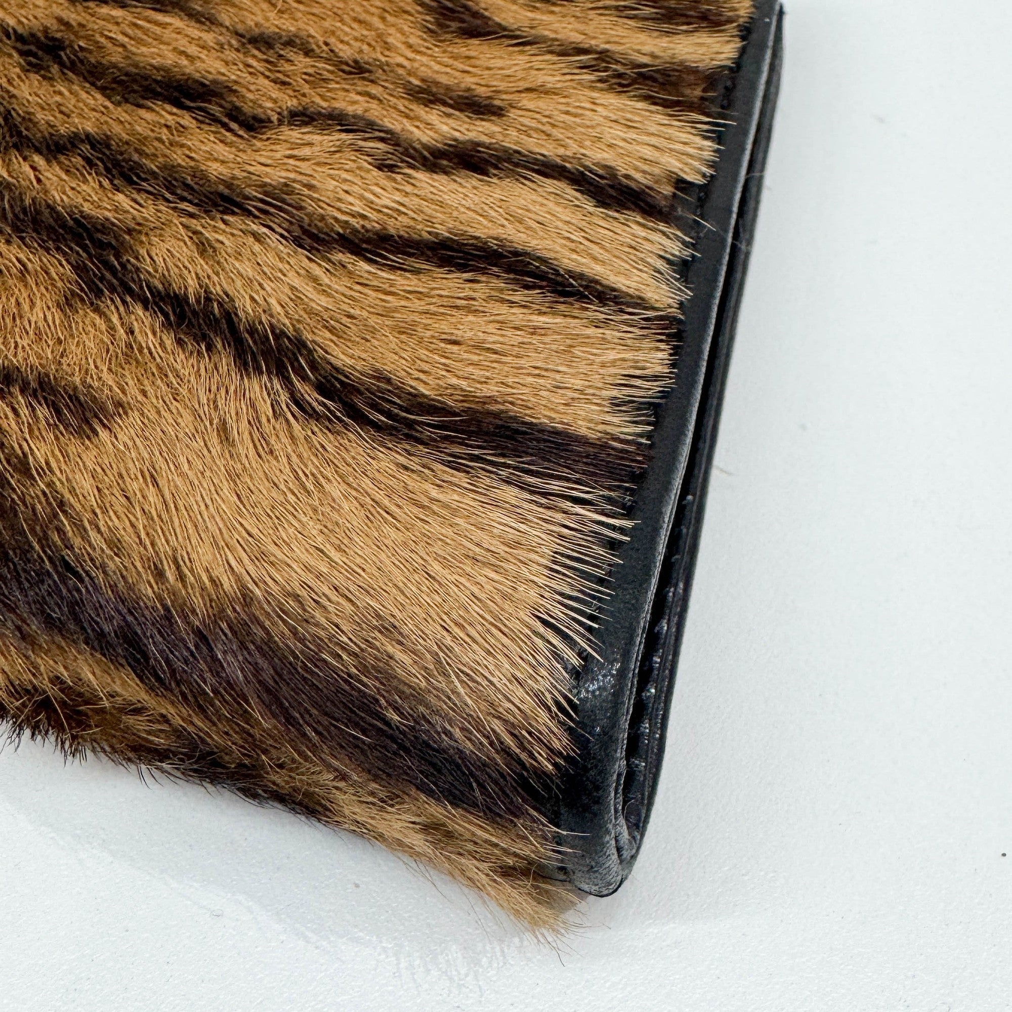Harako Brown Tiger Print Pony Hair Hand Bag