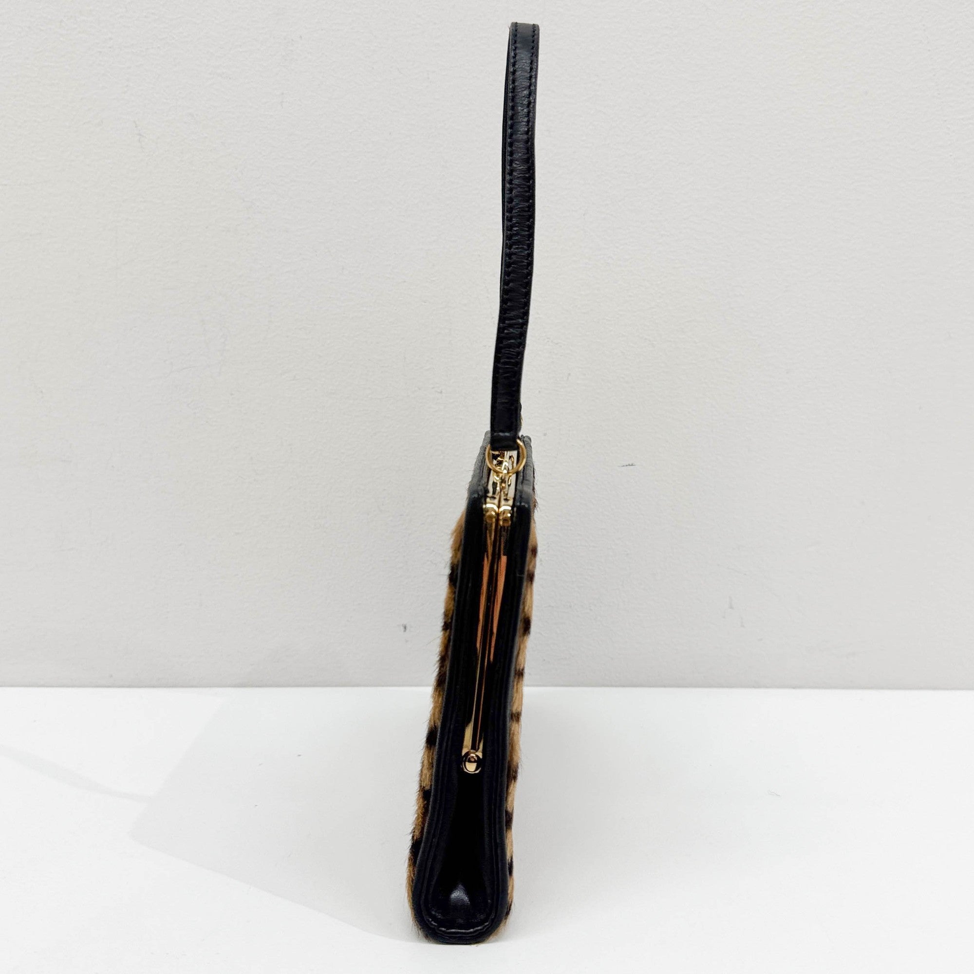 Harako Brown Tiger Print Pony Hair Hand Bag