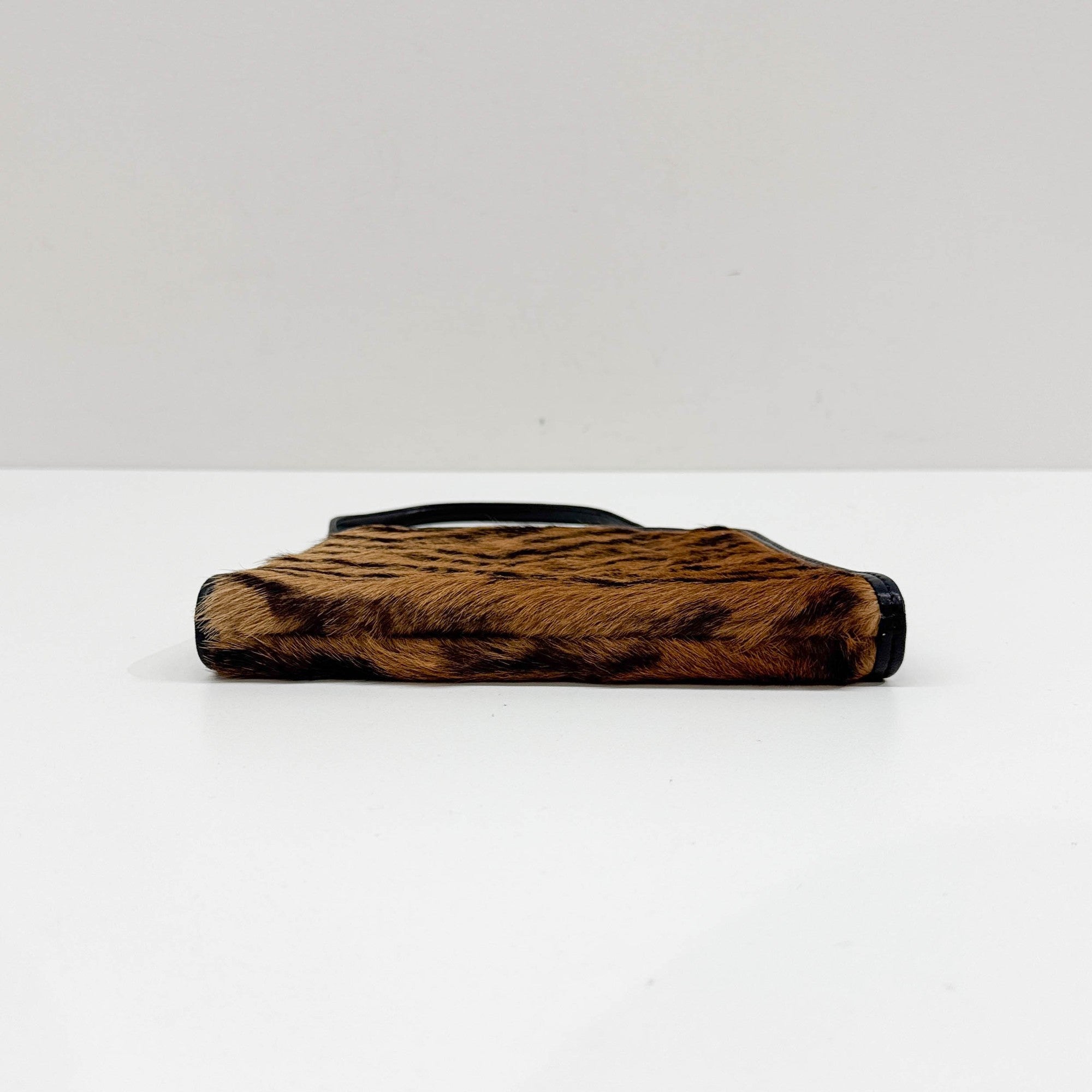 Harako Brown Tiger Print Pony Hair Hand Bag