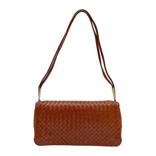 Intrecciato Brown Leather Shoulder Bag