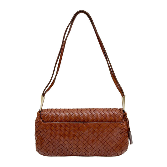 Intrecciato Brown Leather Shoulder Bag