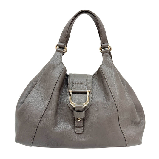 Stirrup Grey Leather Shoulder Bag
