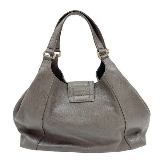 Stirrup Grey Leather Shoulder Bag