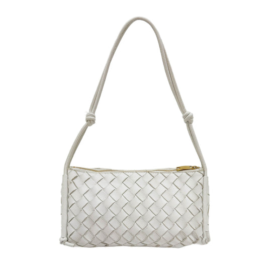 Intrecciato White Leather Shoulder Bag