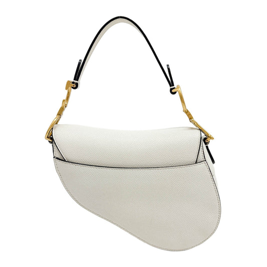 Mini Saddle White Leather Hand Bag