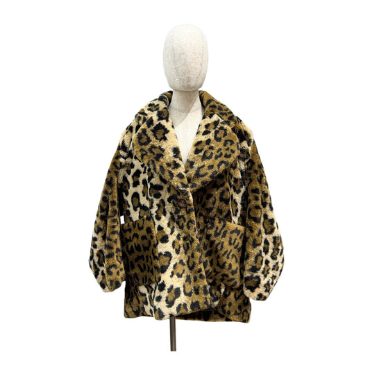 Size 00 Multicolor Leopard Print Polyester Coat