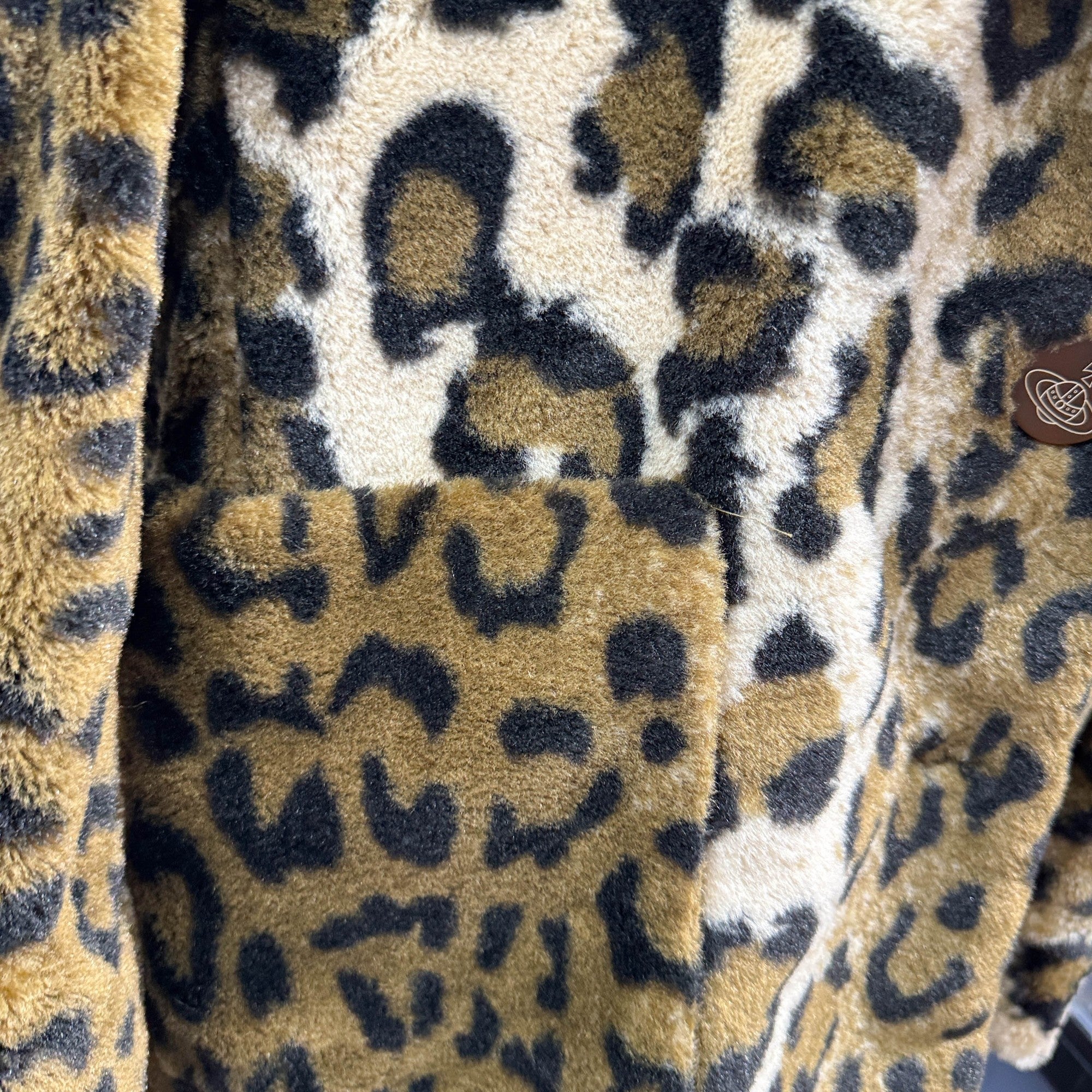 Size 00 Multicolor Leopard Print Polyester Coat