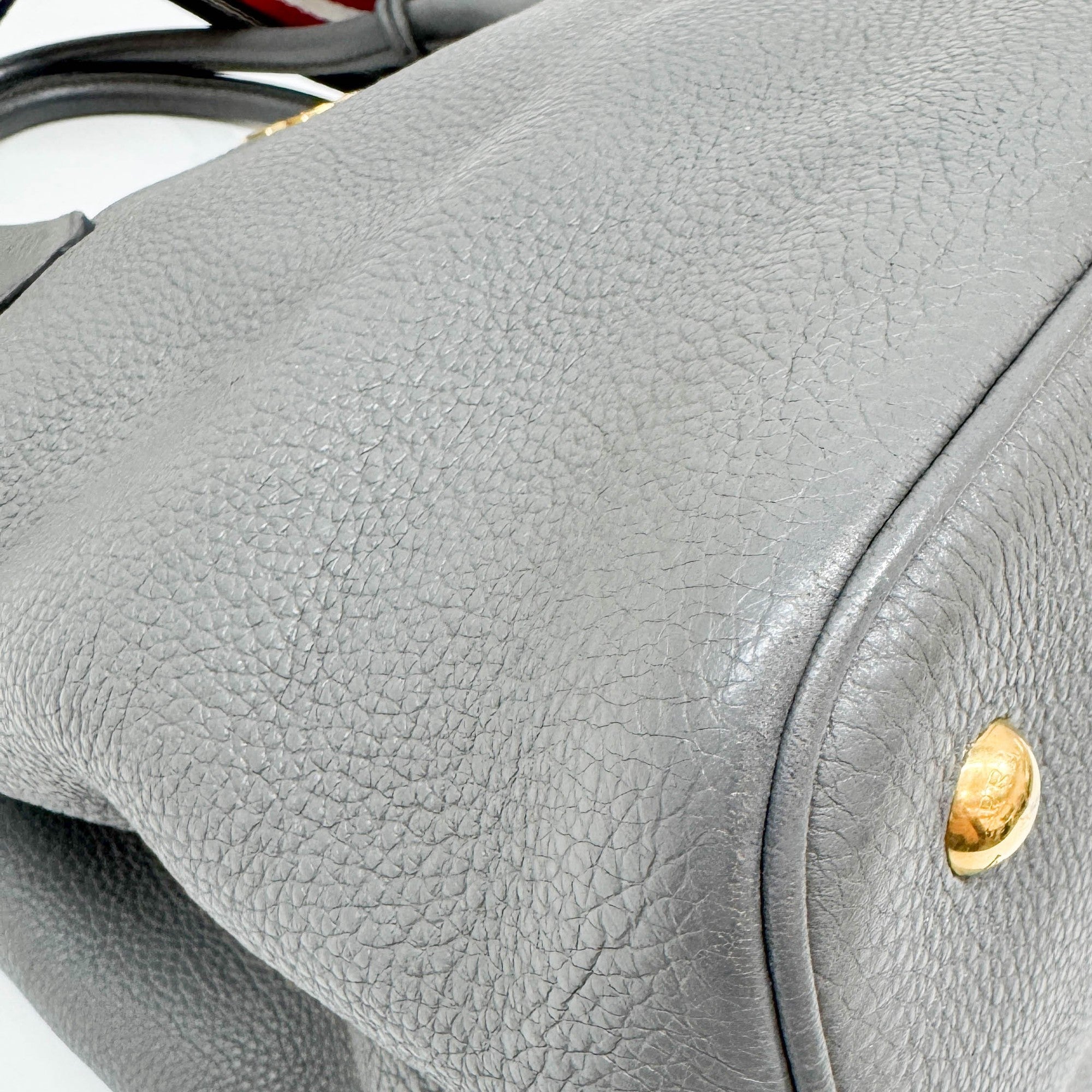 Gray Leather Two Way Bag