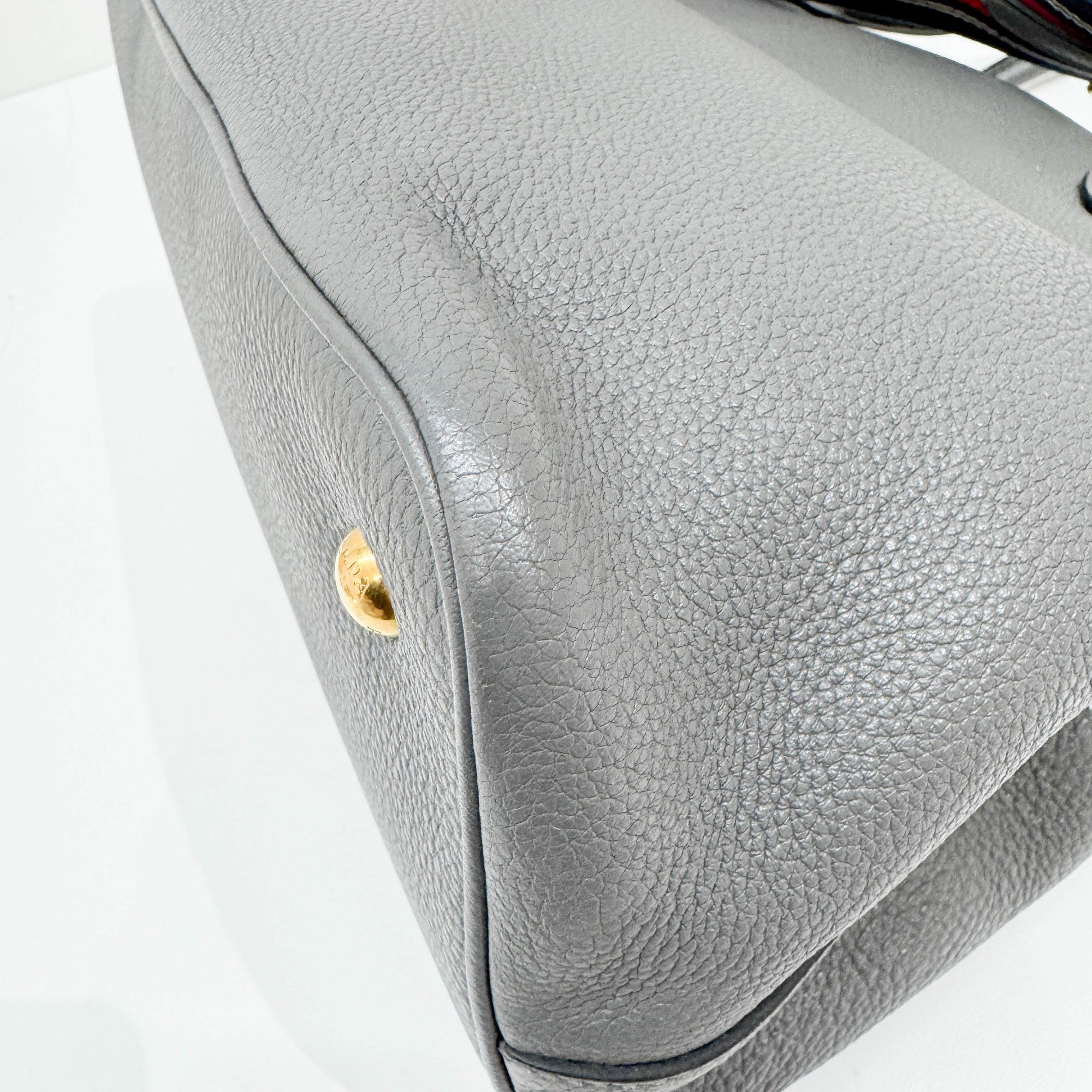 Gray Leather Two Way Bag