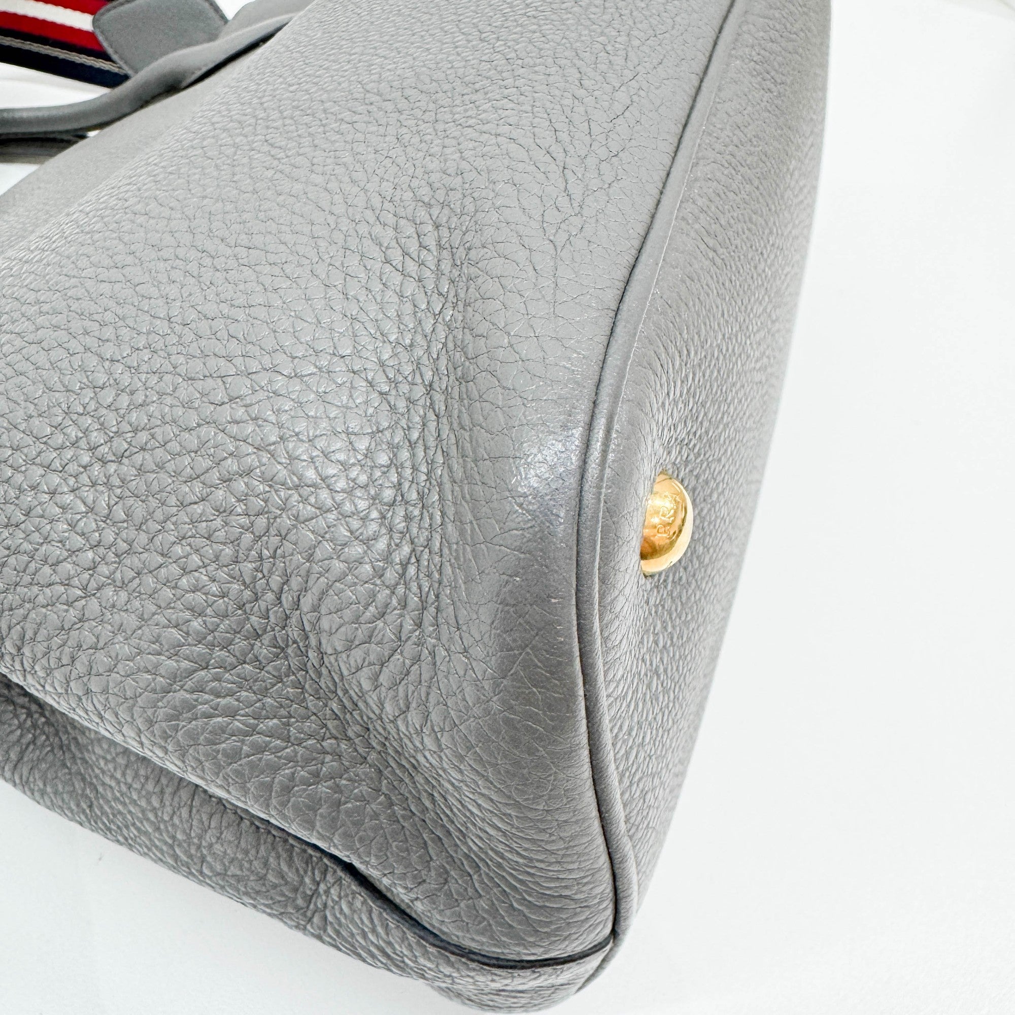 Gray Leather Two Way Bag