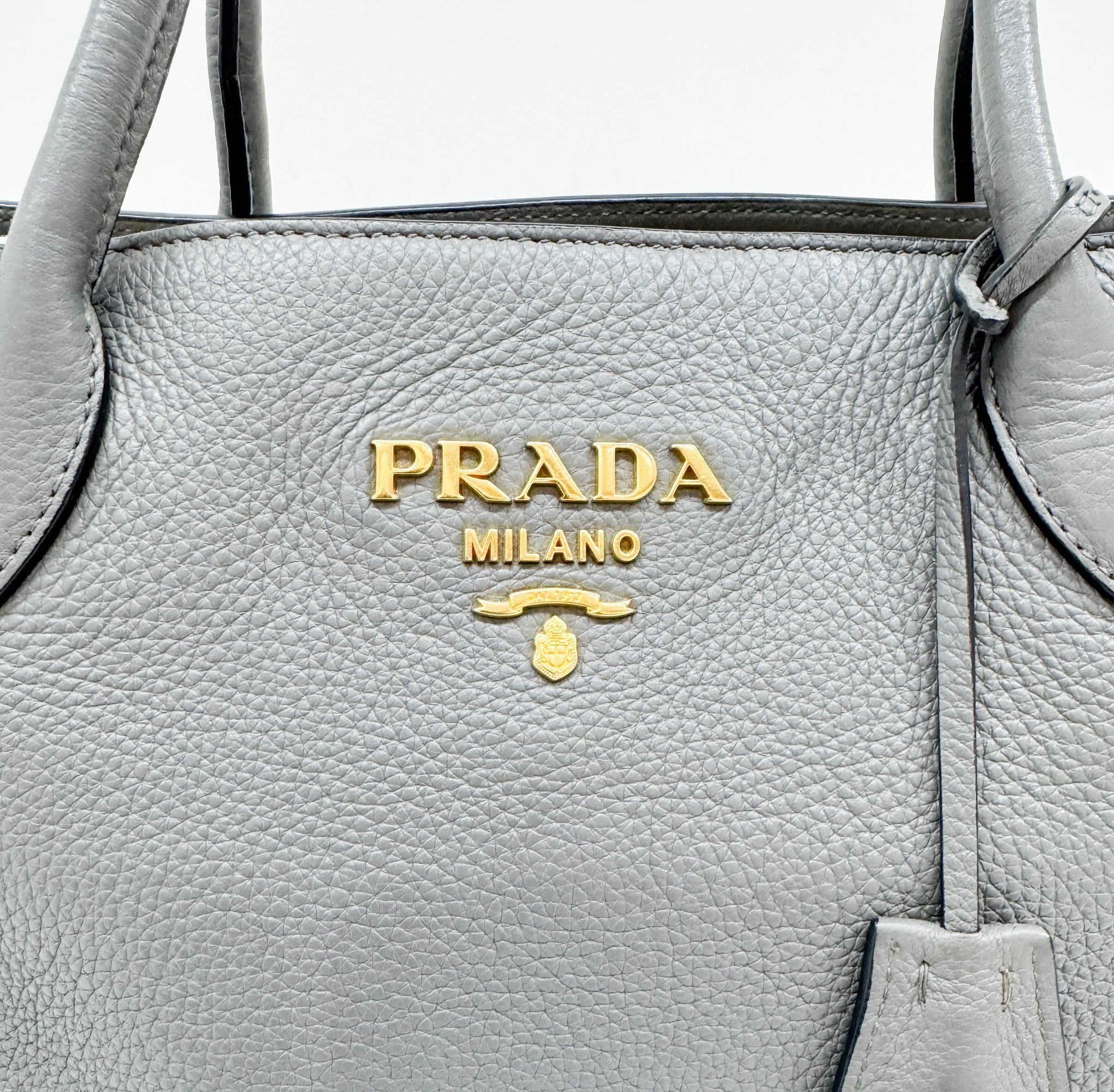 Gray Leather Two Way Bag