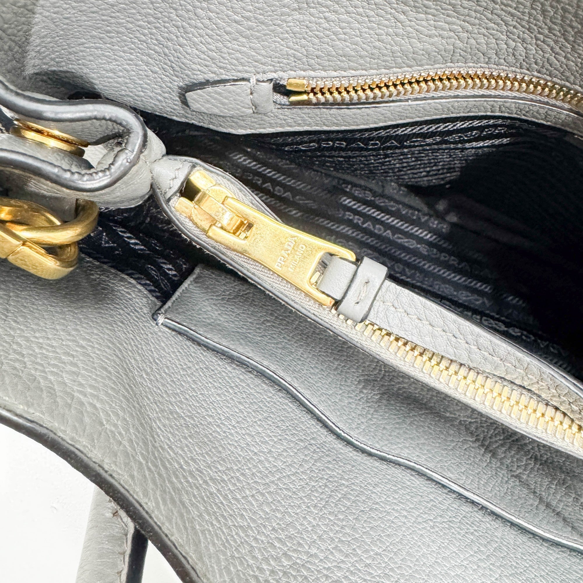 Gray Leather Two Way Bag