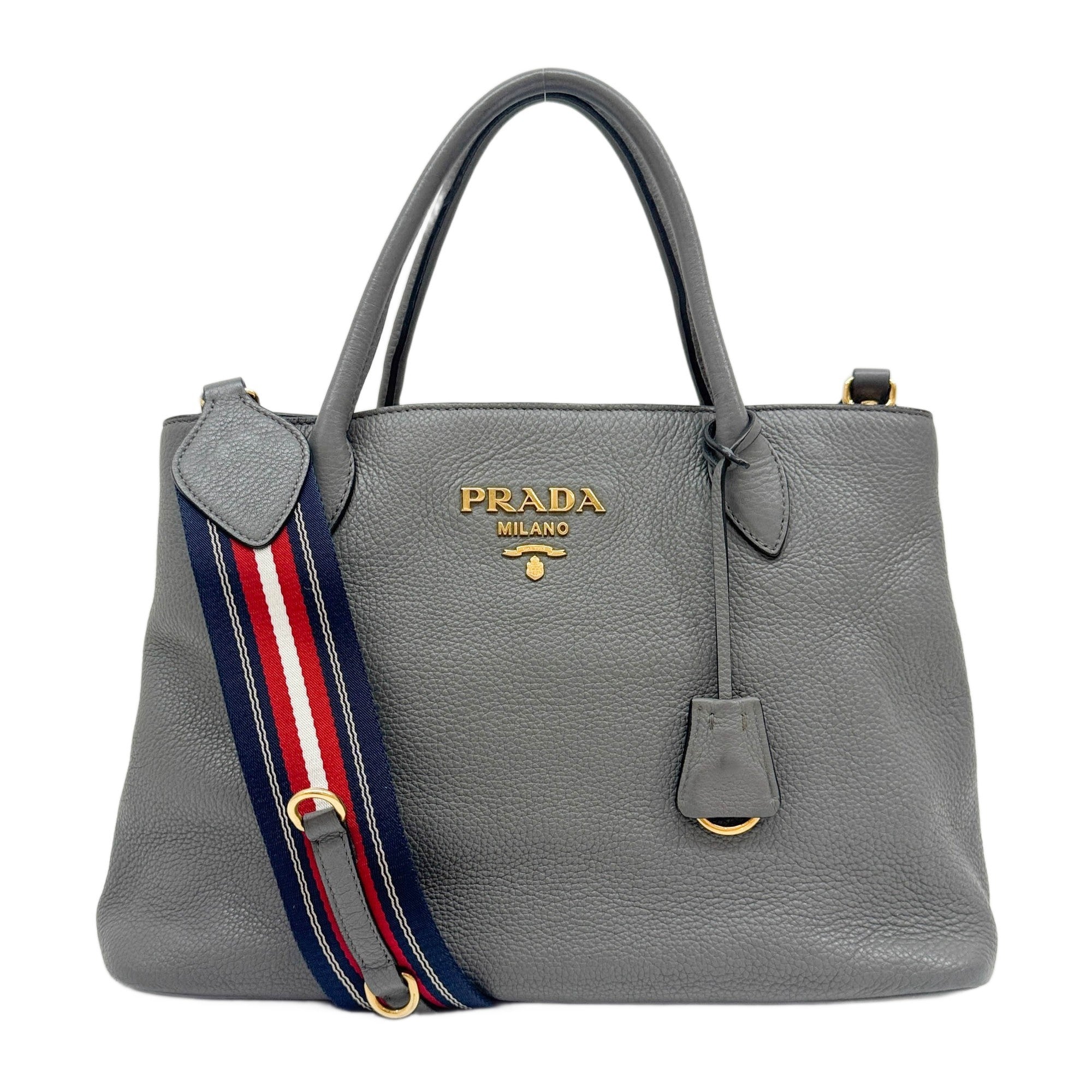 Gray Leather Two Way Bag