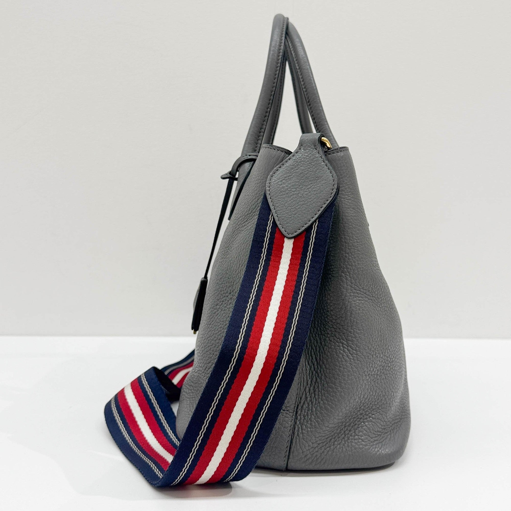 Gray Leather Two Way Bag