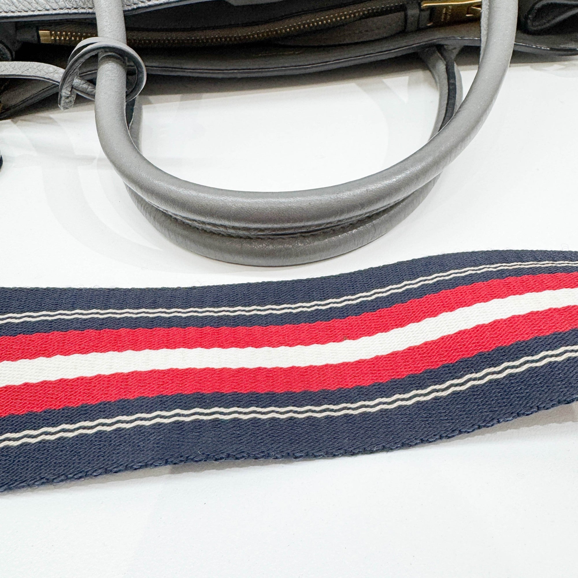 Gray Leather Two Way Bag