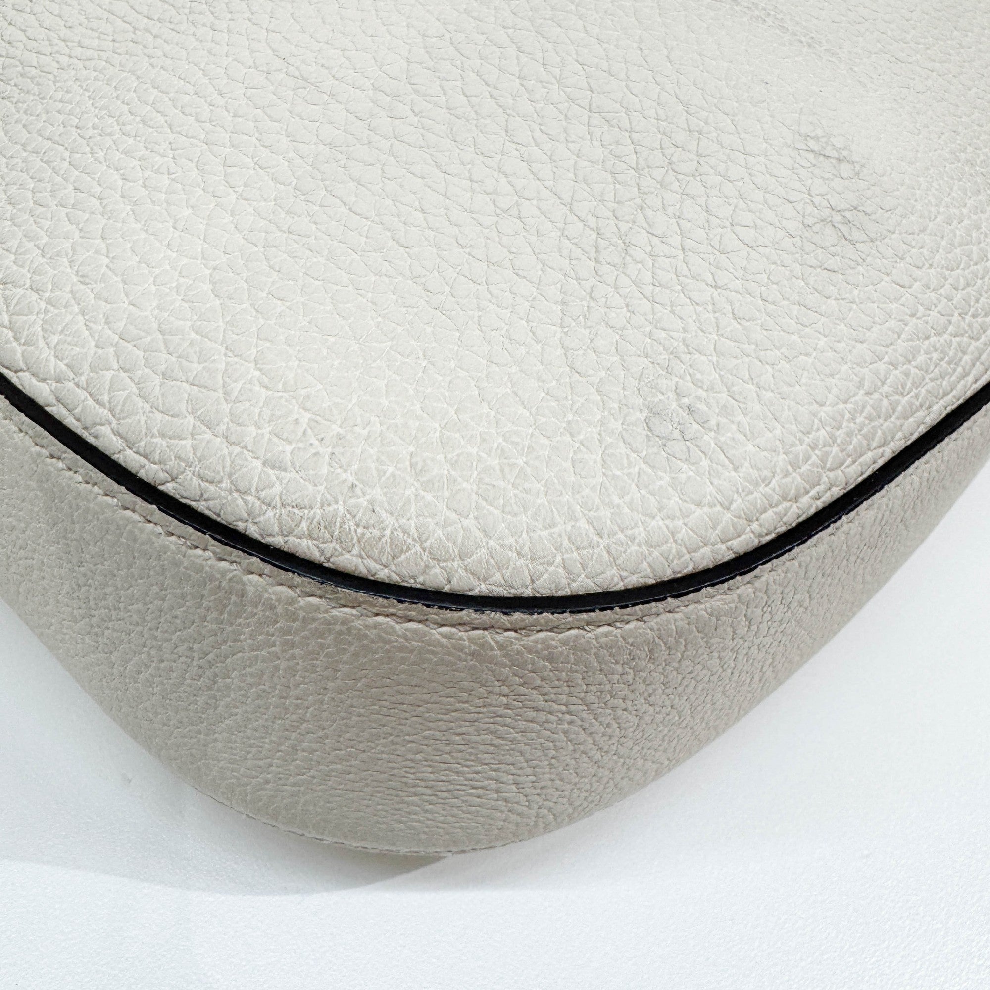 Jackie Eggshell White Leather Shoulder Bag
