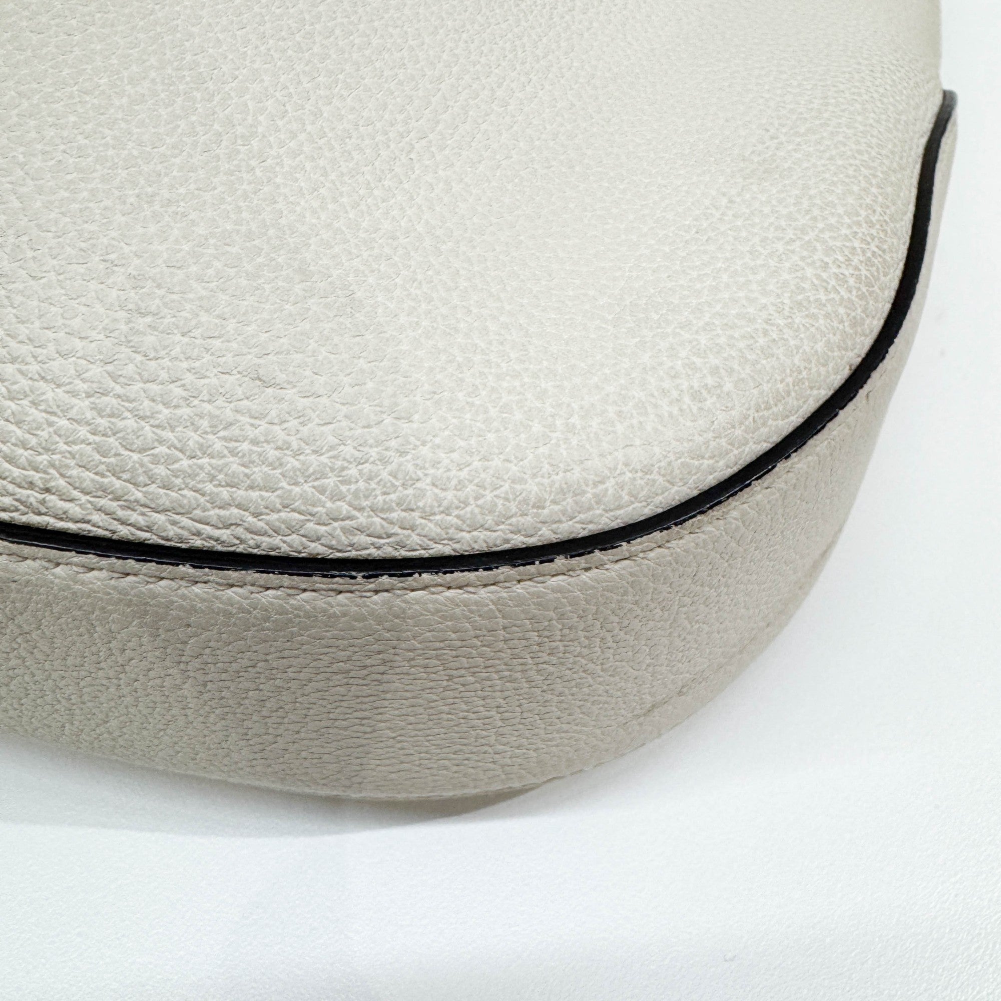 Jackie Eggshell White Leather Shoulder Bag