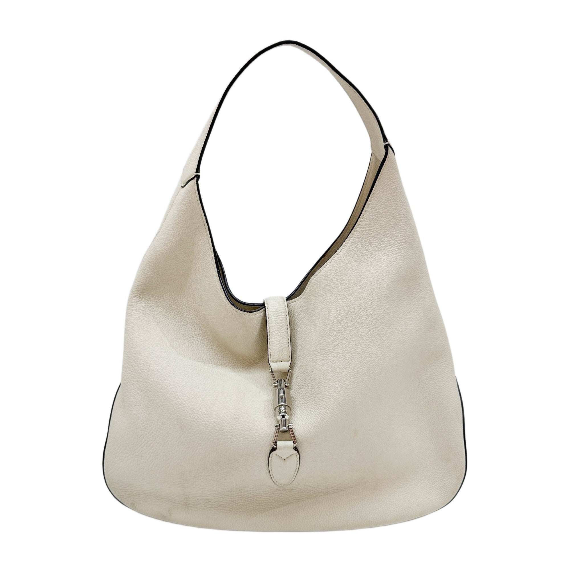 Jackie Eggshell White Leather Shoulder Bag