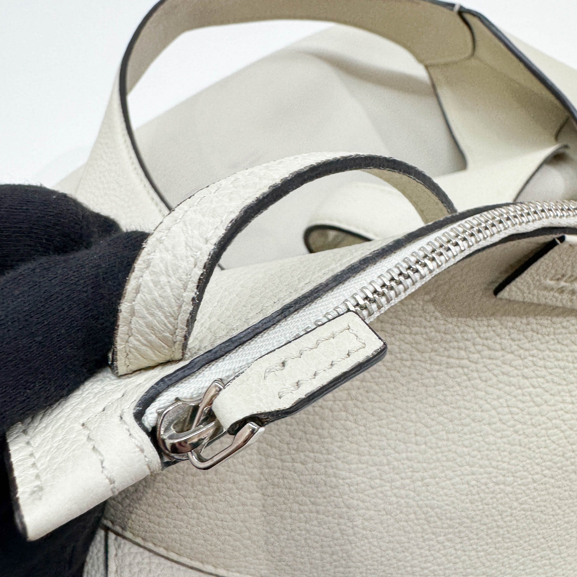 Jackie Eggshell White Leather Shoulder Bag