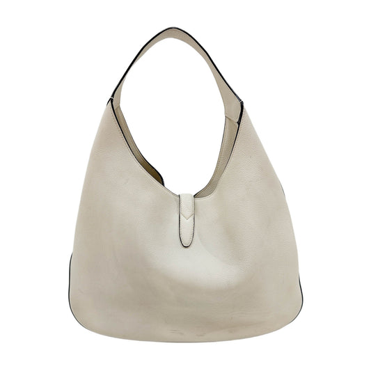 Jackie Eggshell White Leather Shoulder Bag