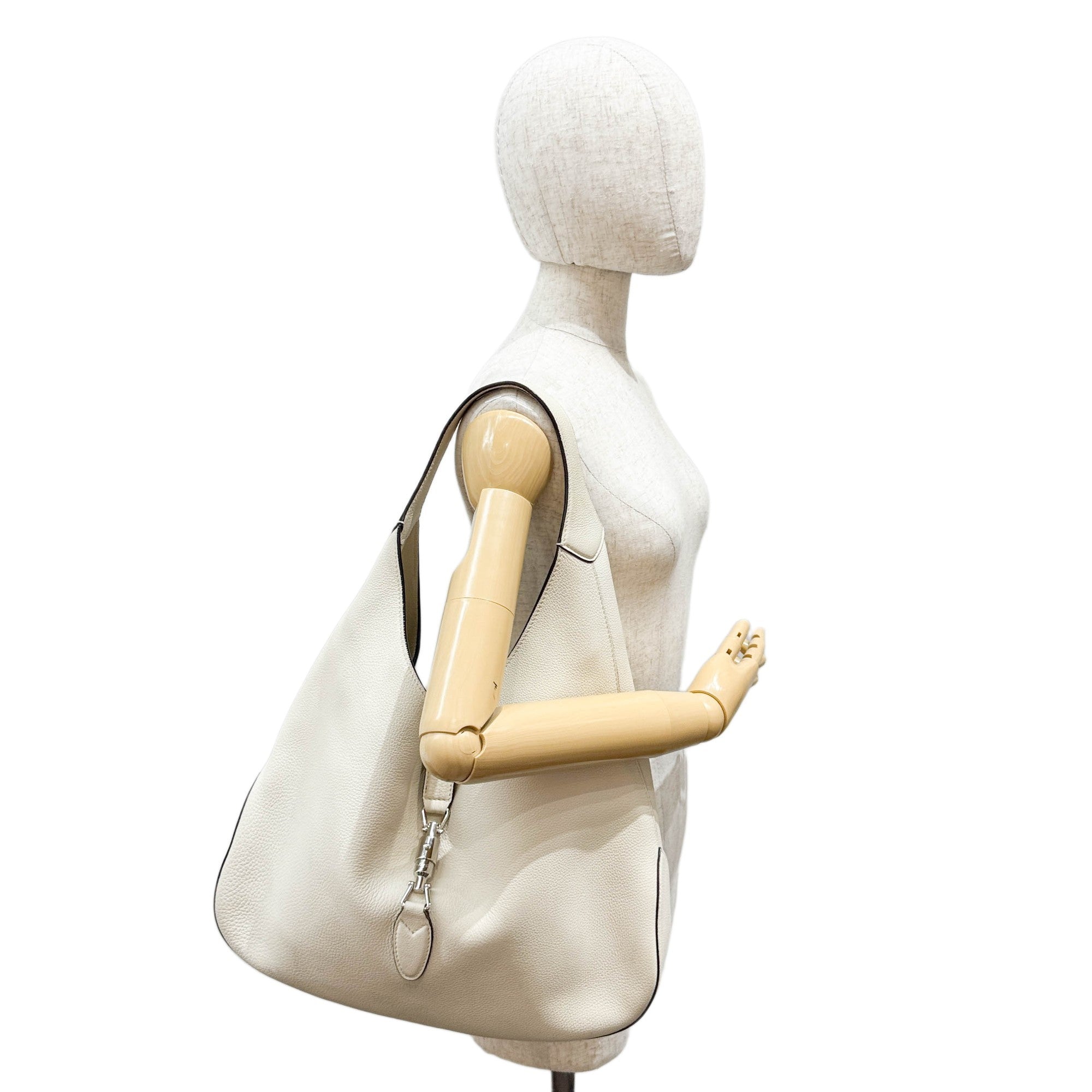 Jackie Eggshell White Leather Shoulder Bag