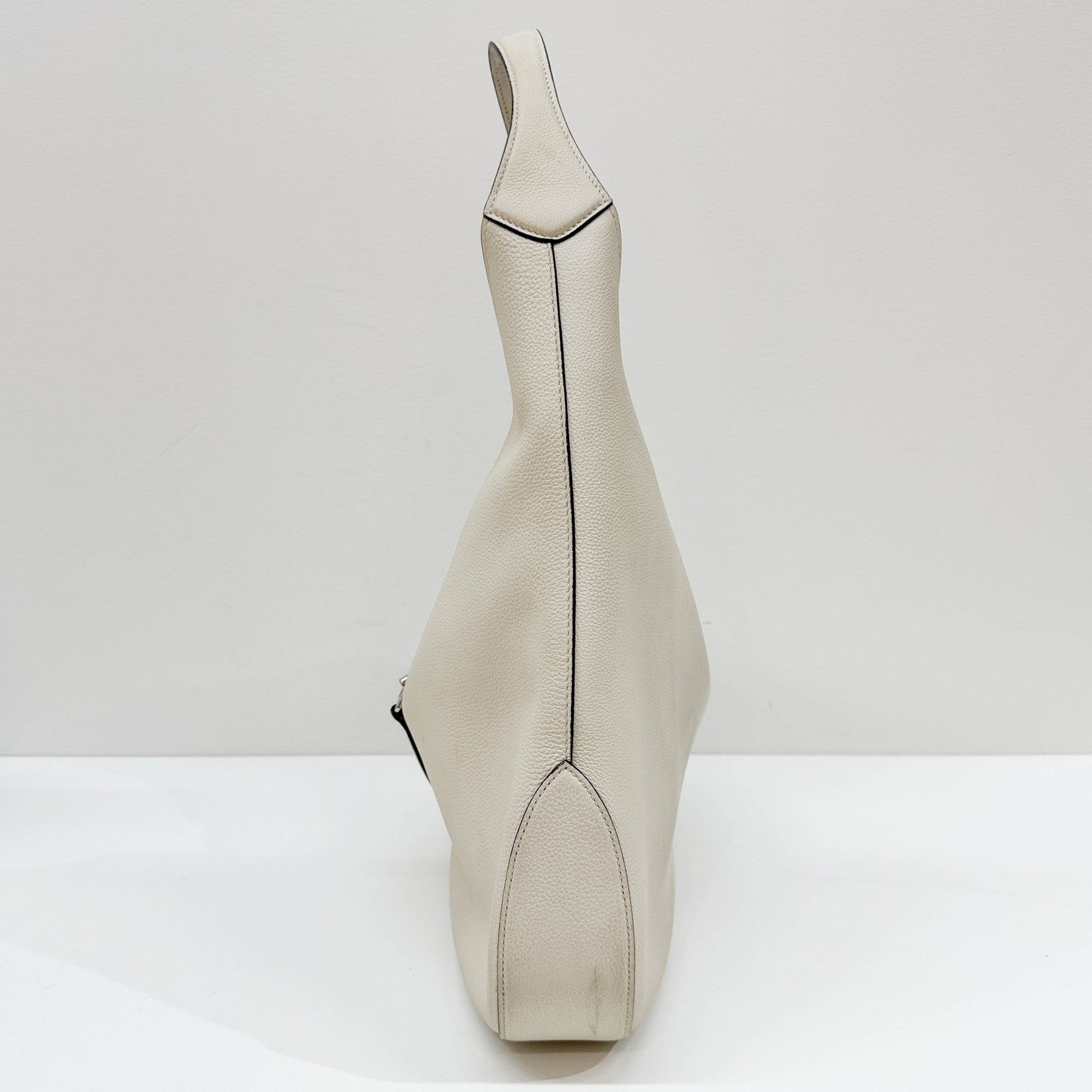 Jackie Eggshell White Leather Shoulder Bag