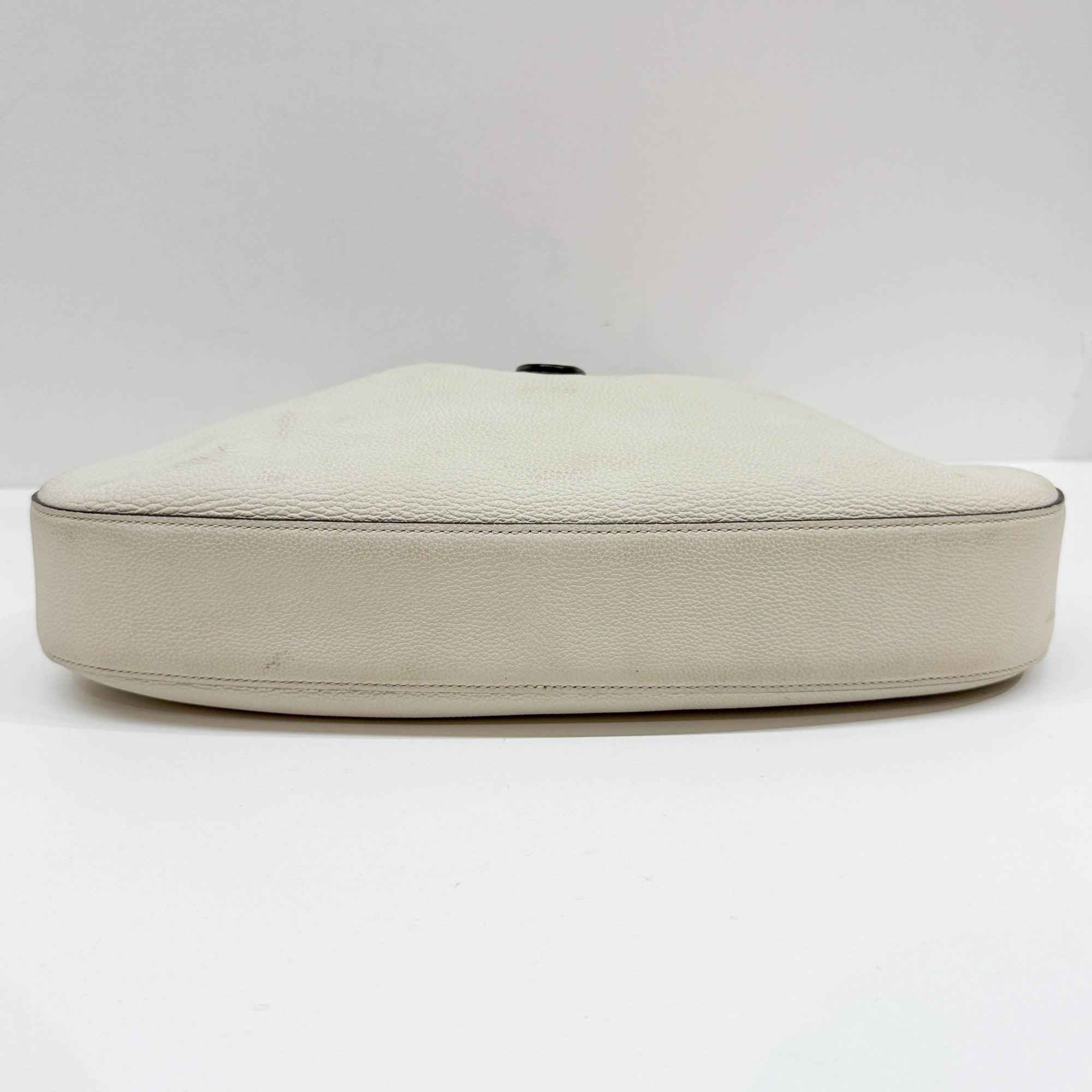 Jackie Eggshell White Leather Shoulder Bag