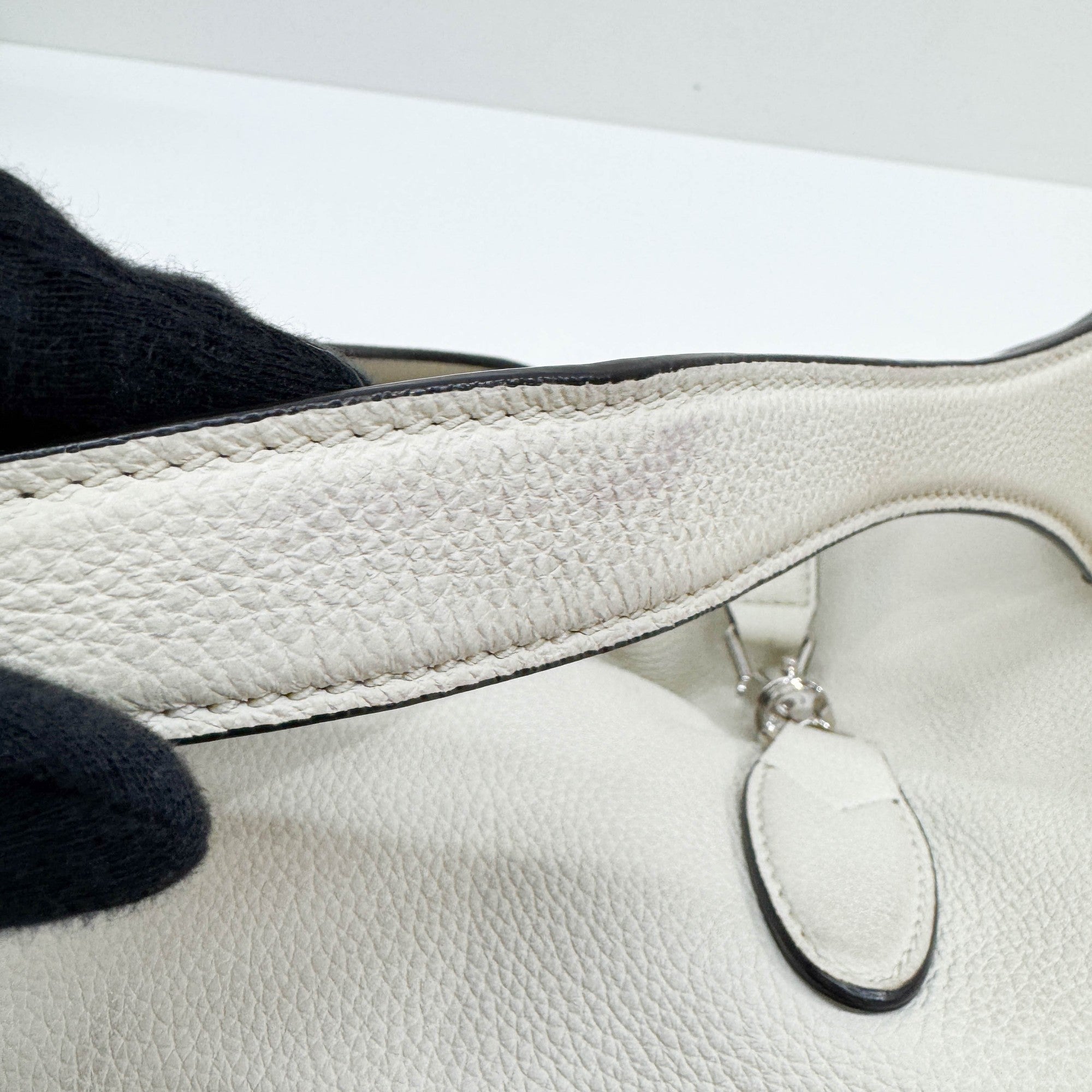 Jackie Eggshell White Leather Shoulder Bag