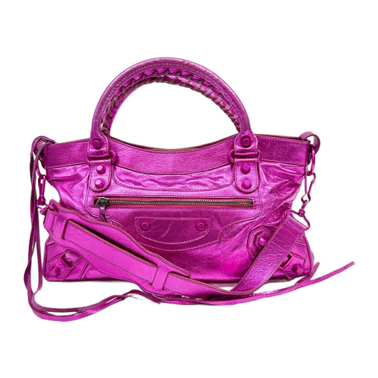 The First Pink Metallic Leather Two Way Bag
