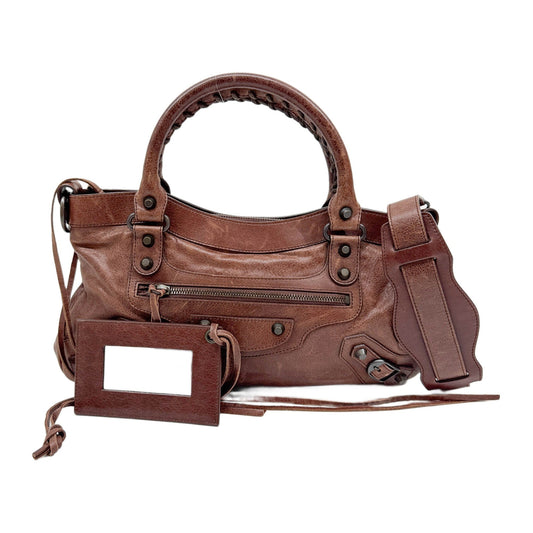 The First Brown Leather Two Way Bag
