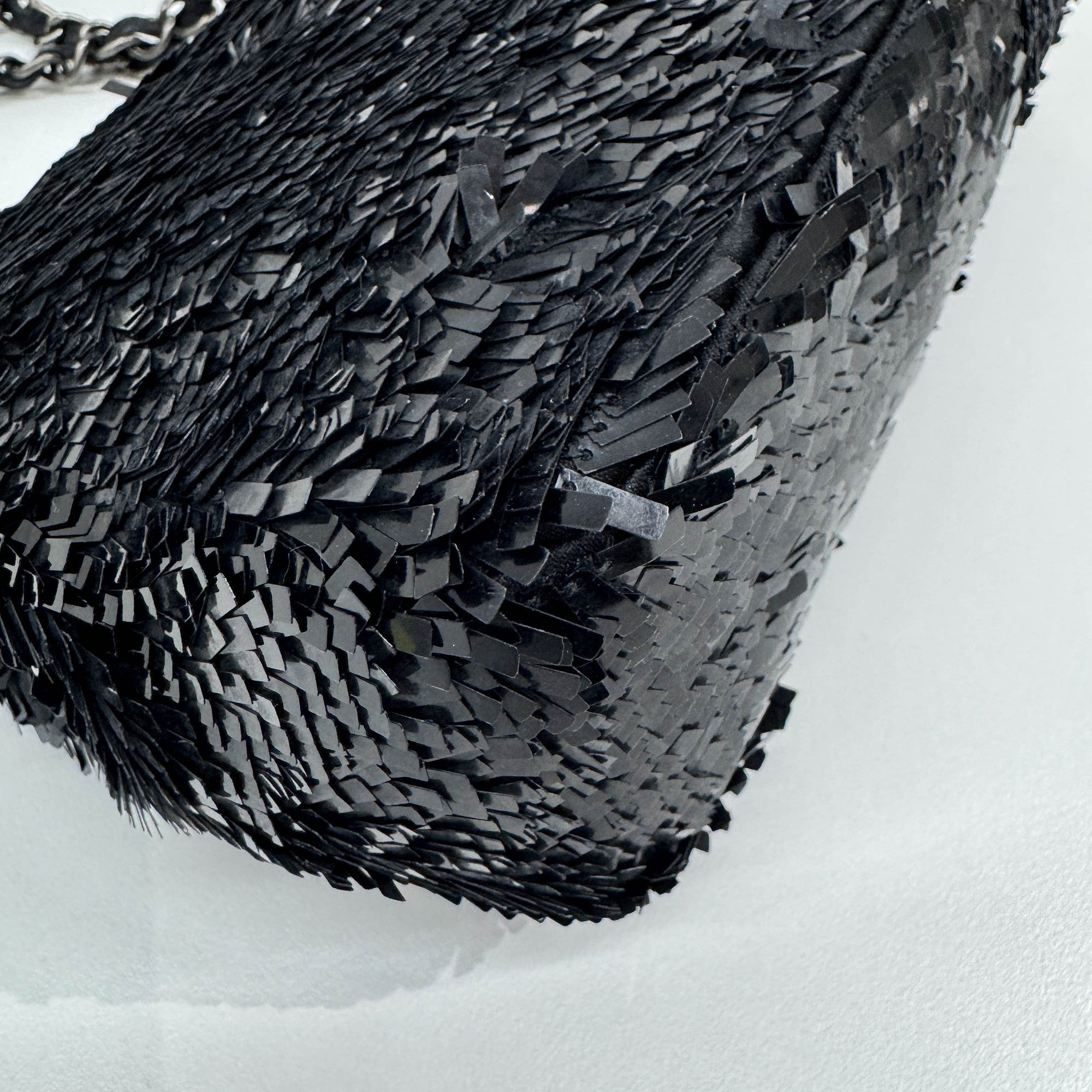 Classic Flap Black Sequin Shoulder Bag