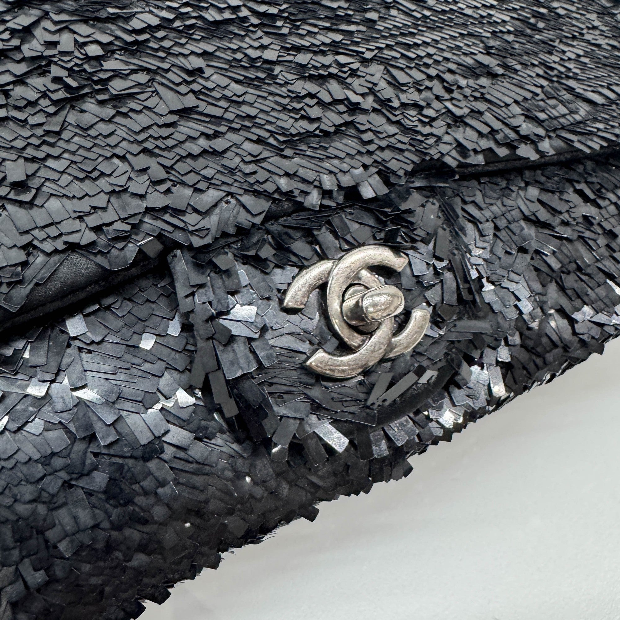 Classic Flap Black Sequin Shoulder Bag