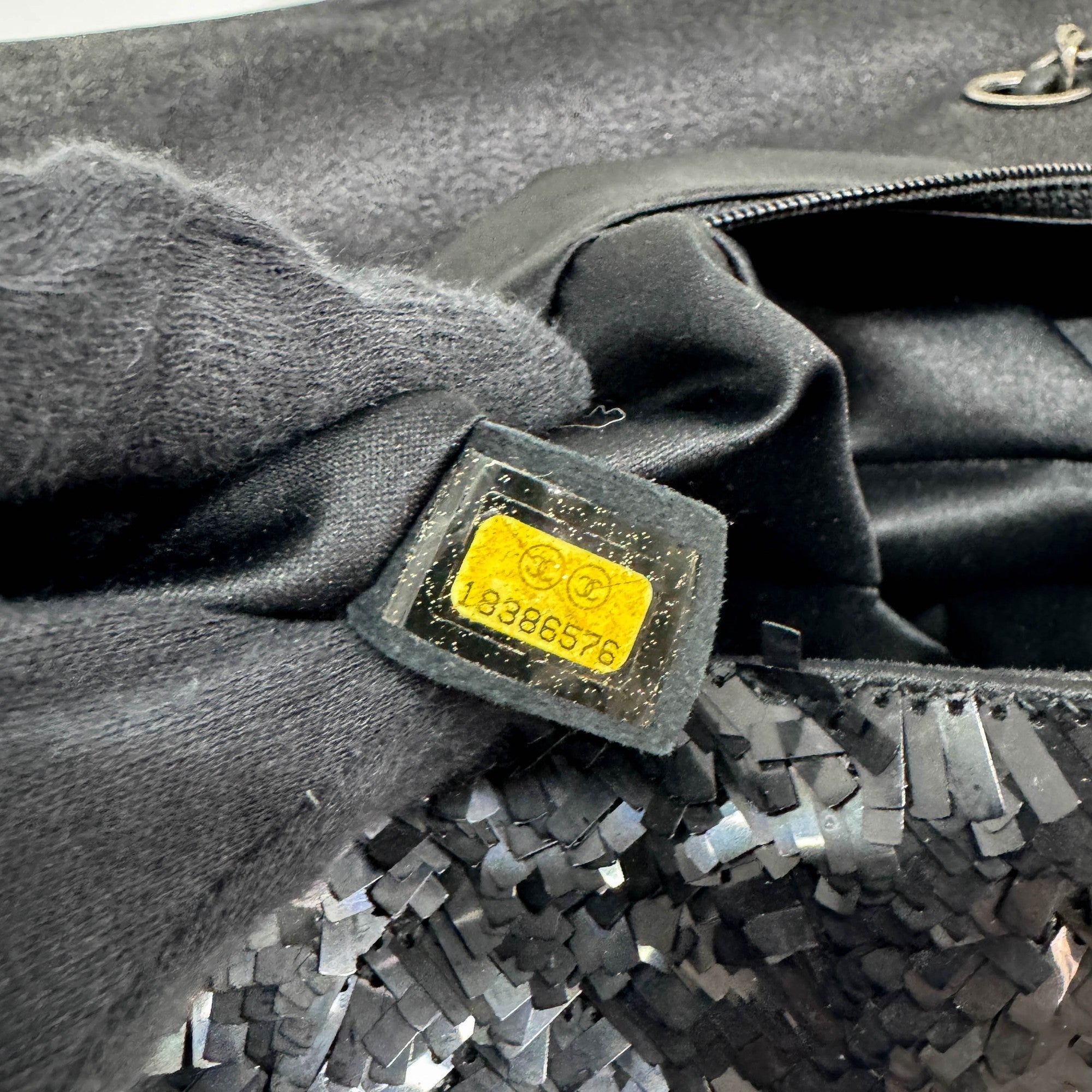 Classic Flap Black Sequin Shoulder Bag