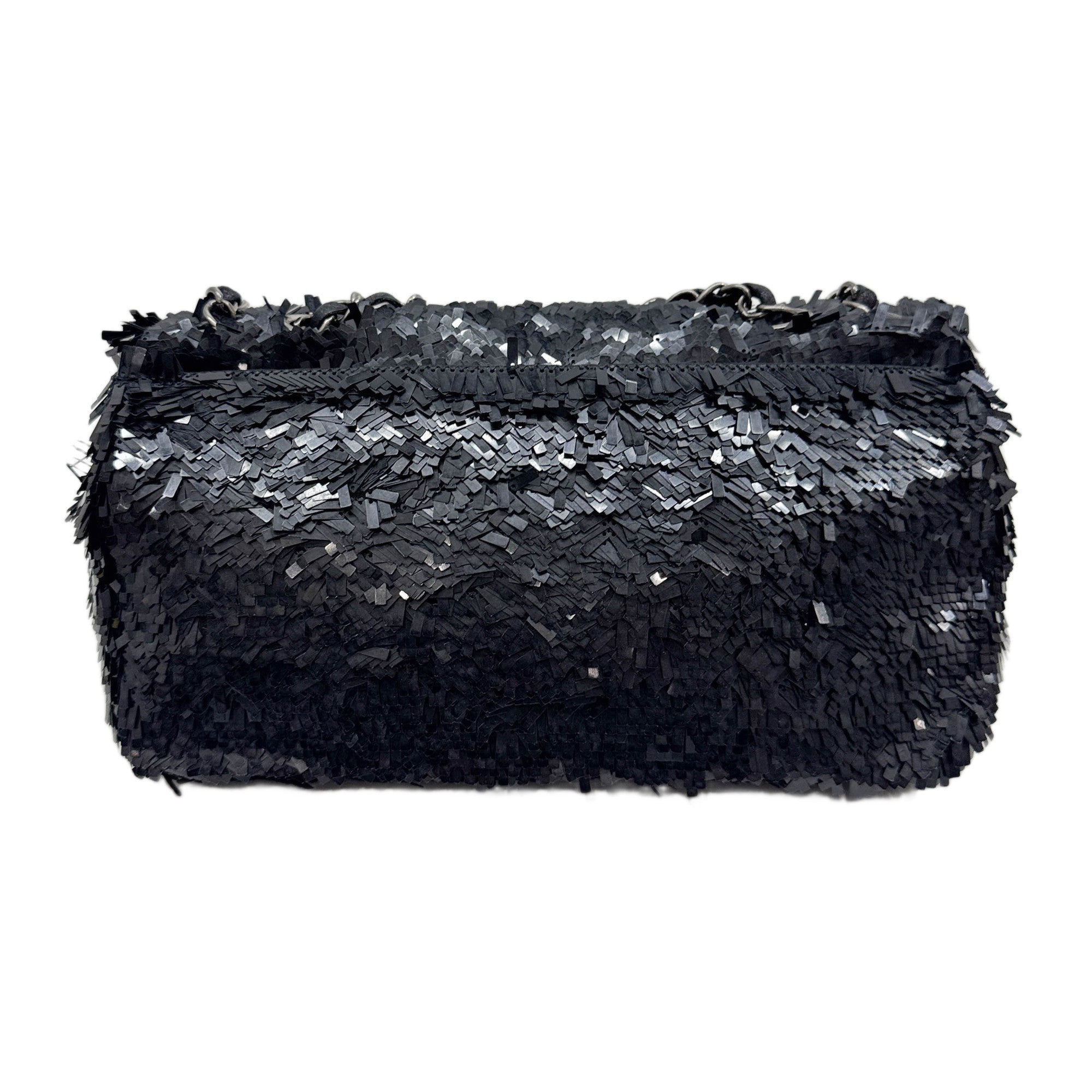 Classic Flap Black Sequin Shoulder Bag