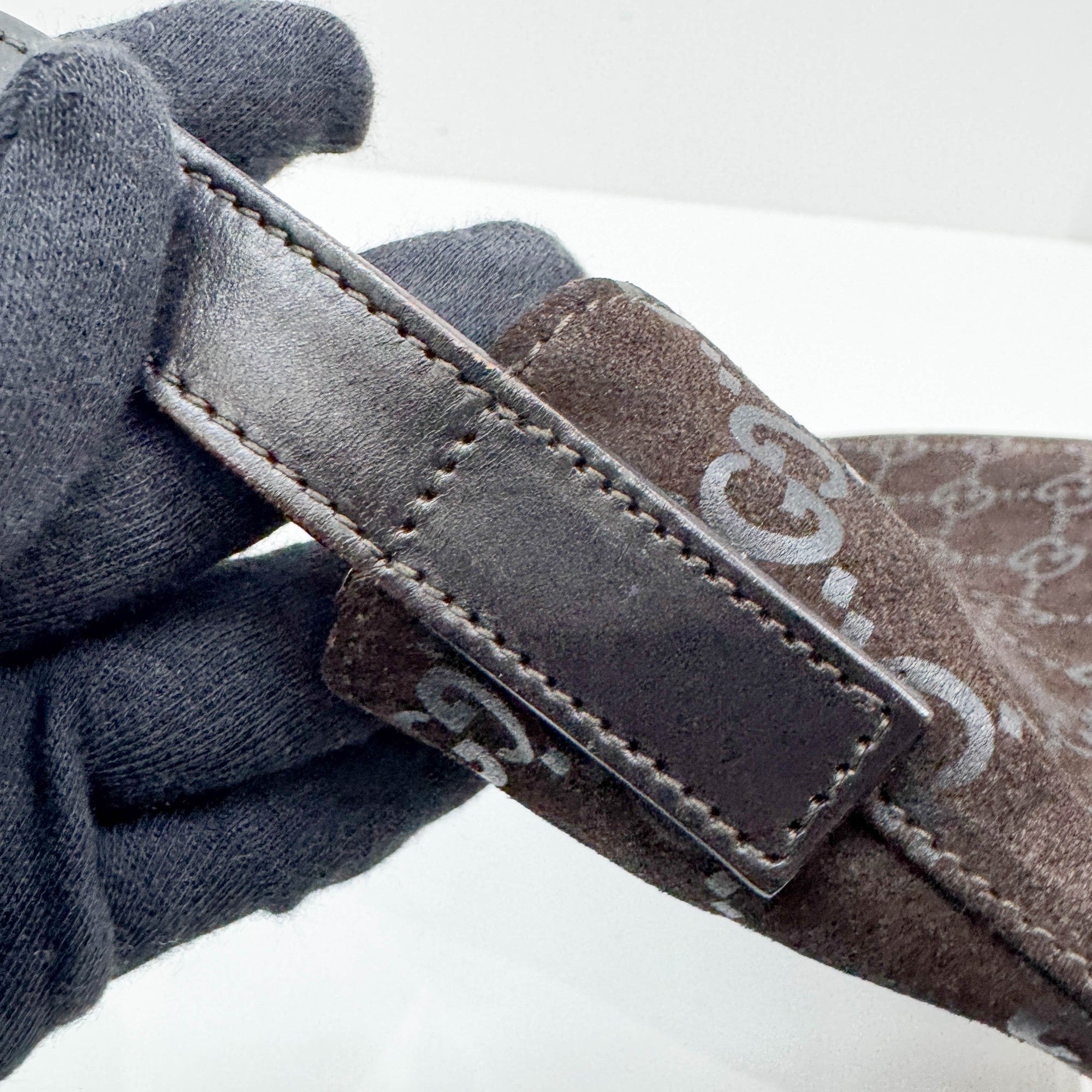 Brown GG Suede Shoulder Bag