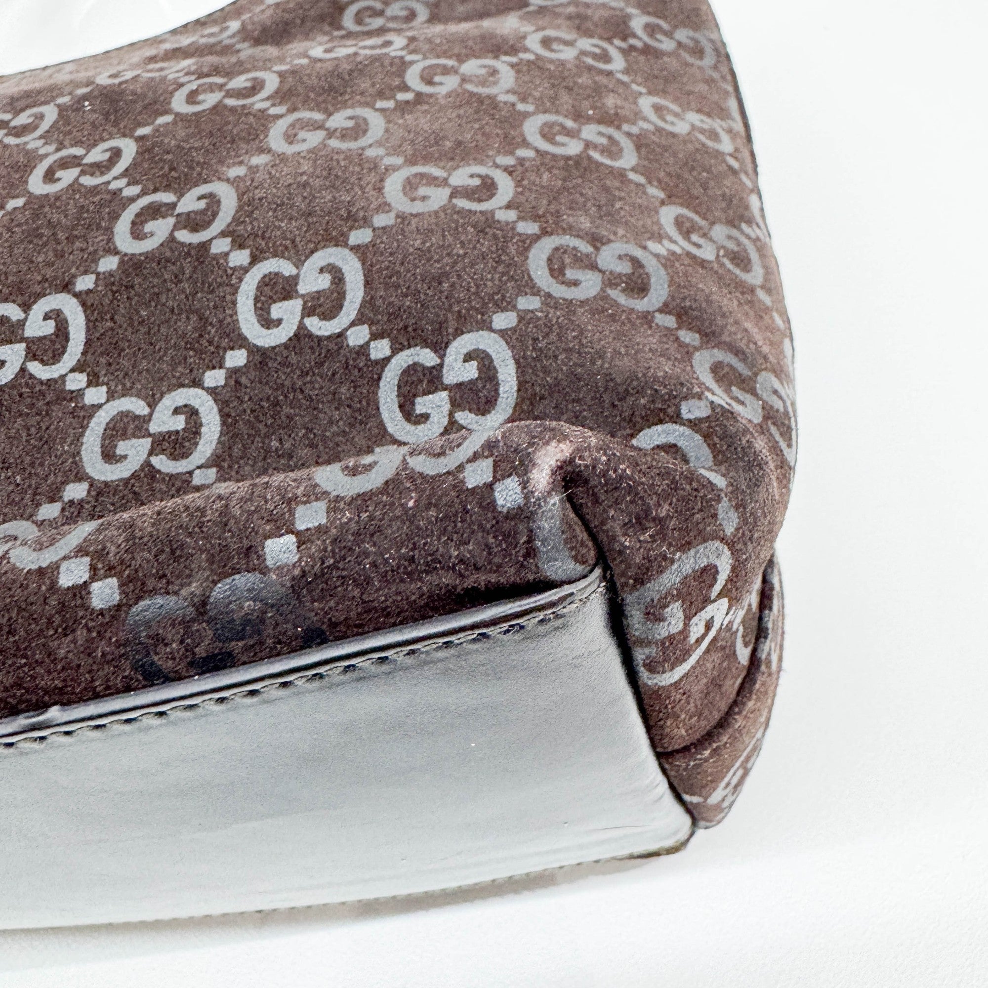 Brown GG Suede Shoulder Bag