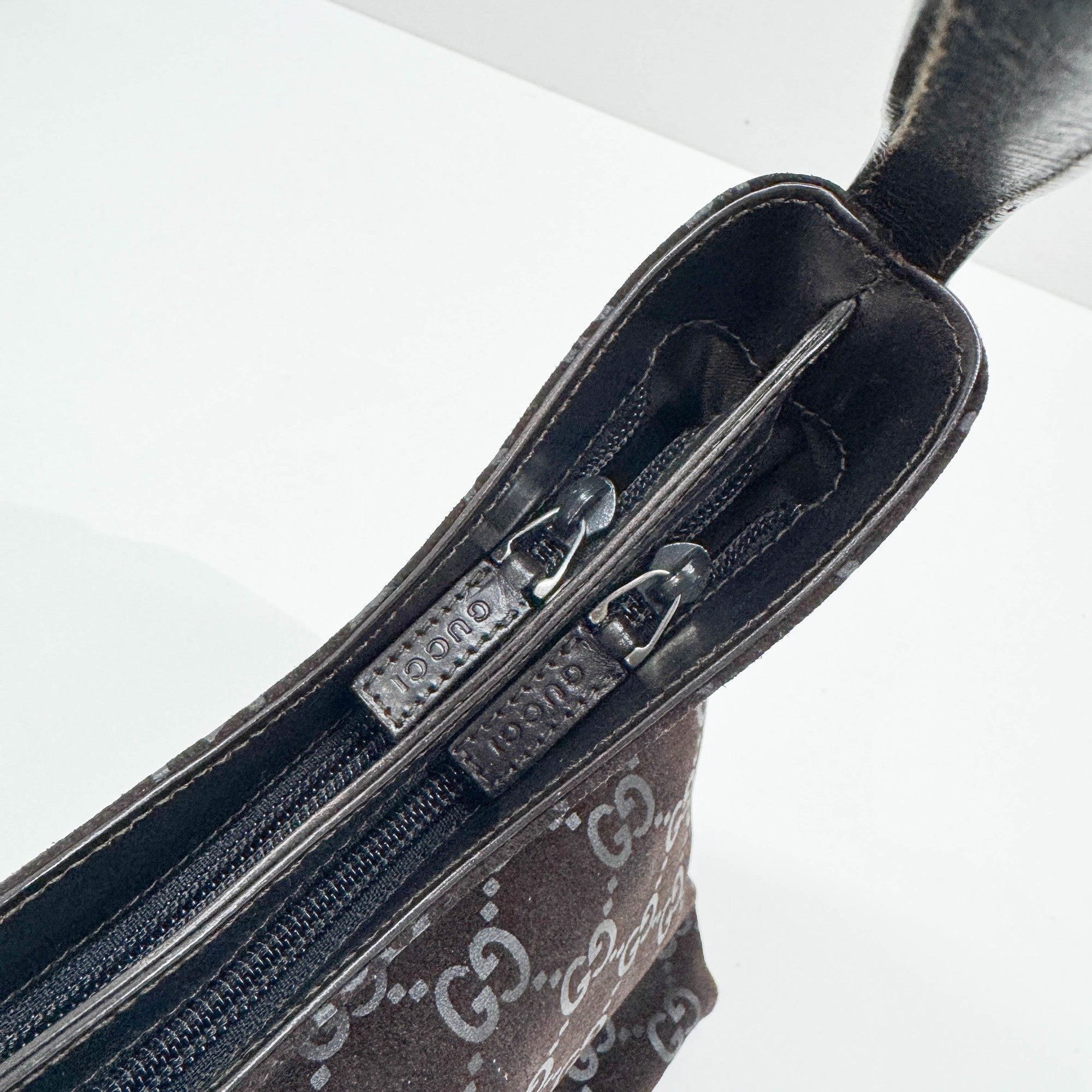 Brown GG Suede Shoulder Bag