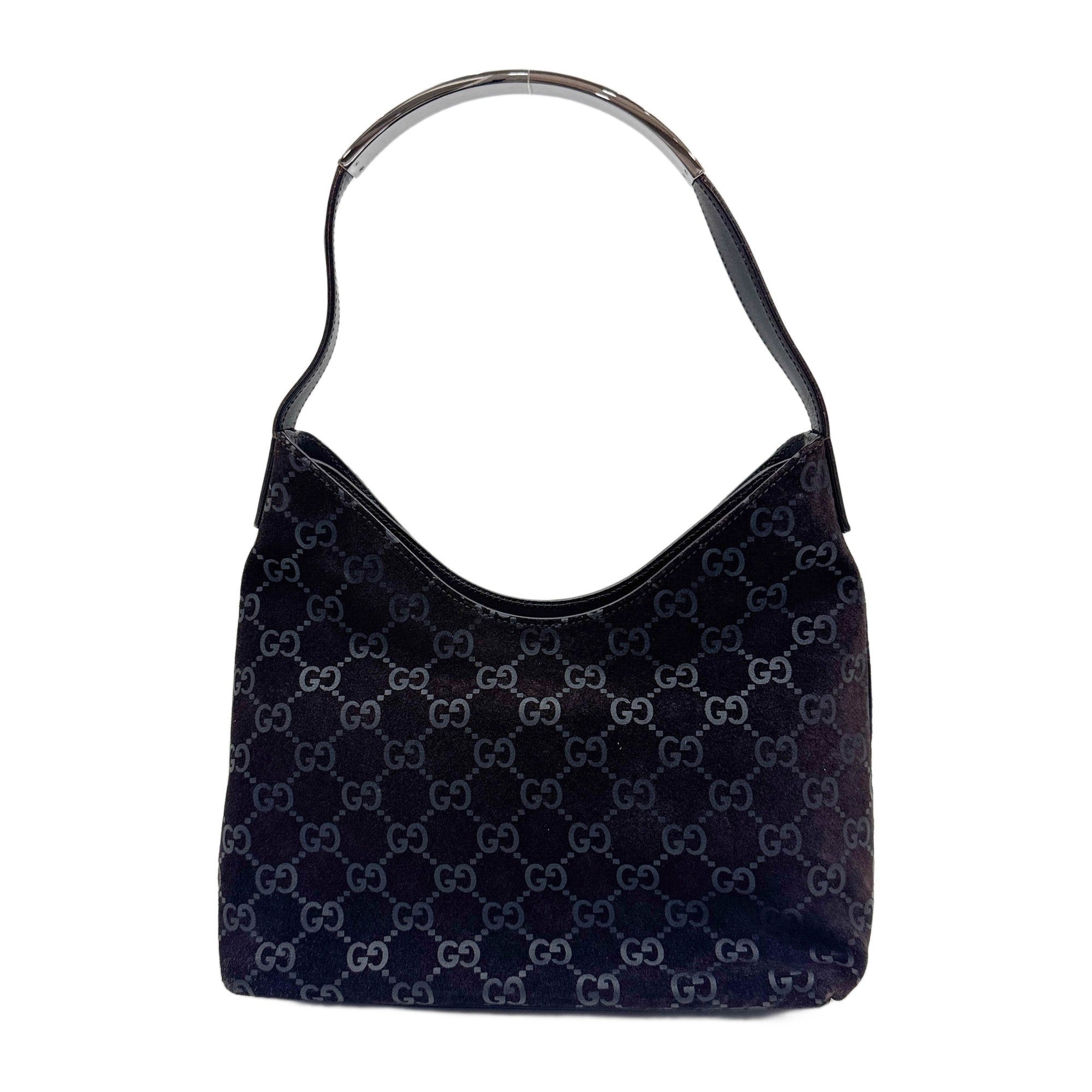 Brown GG Suede Shoulder Bag