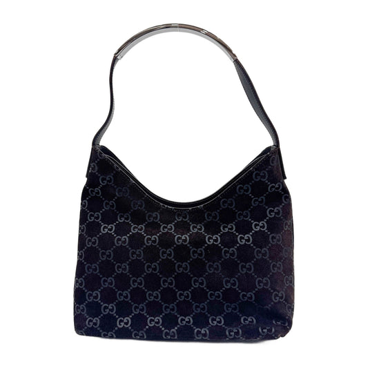 Brown GG Suede Shoulder Bag