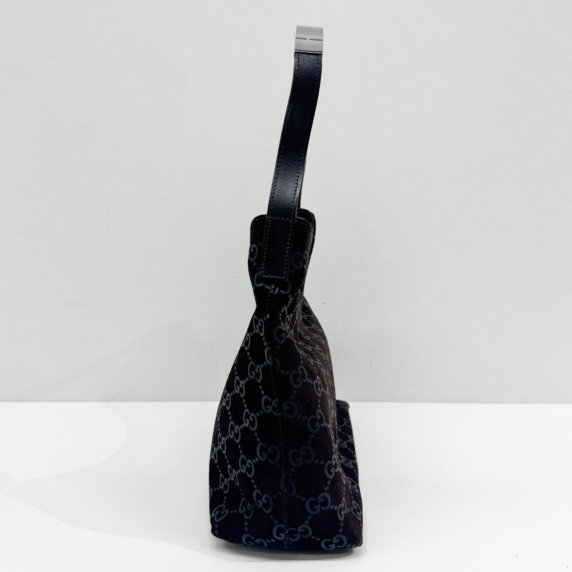 Brown GG Suede Shoulder Bag