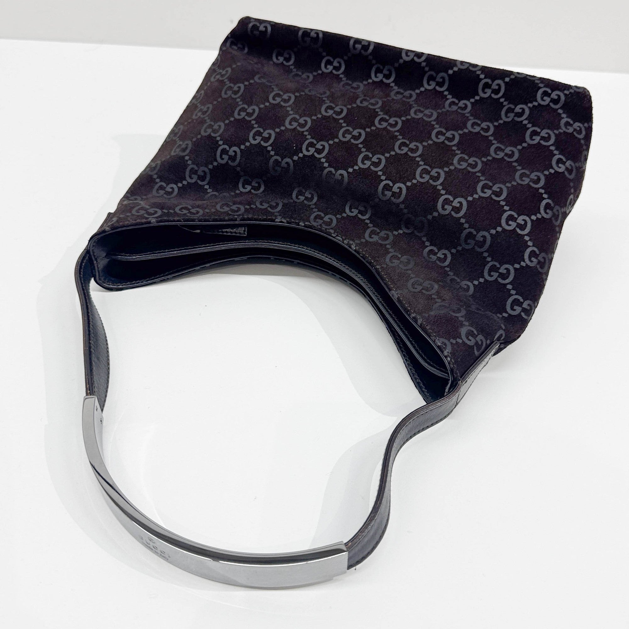 Brown GG Suede Shoulder Bag