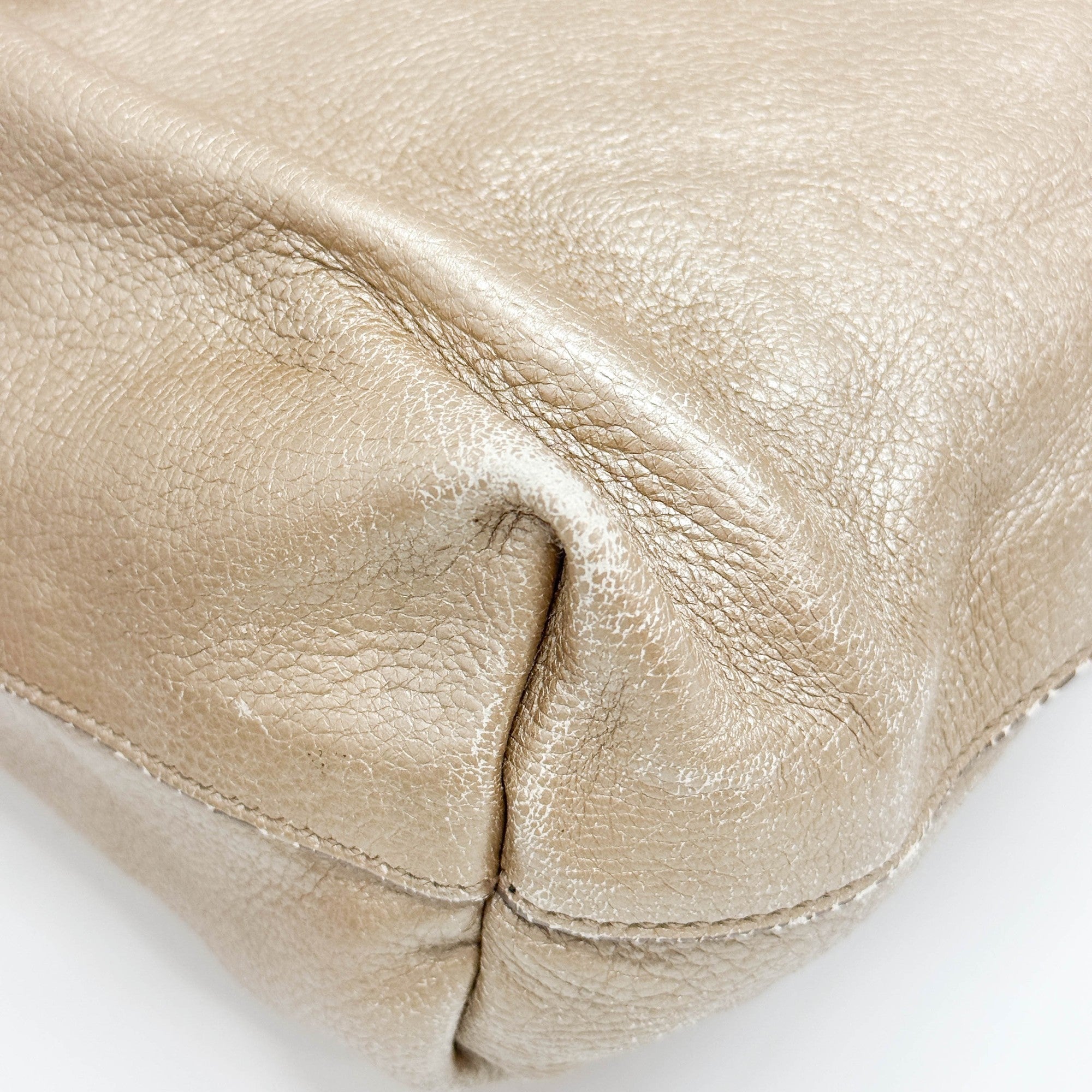 Metallic Gold Leather Two Way Tote Bag