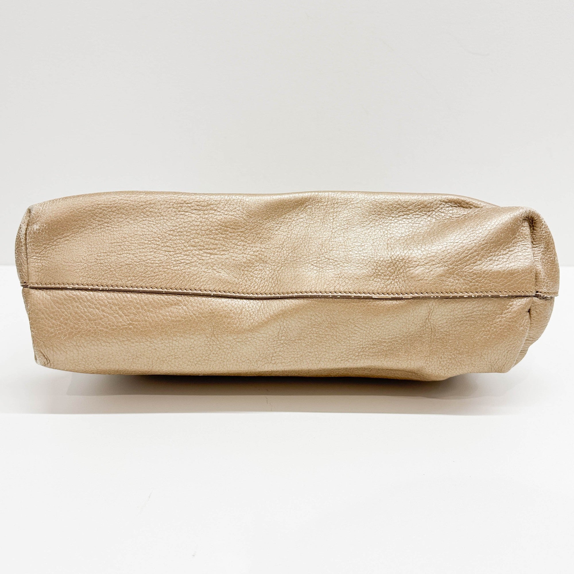 Metallic Gold Leather Two Way Tote Bag