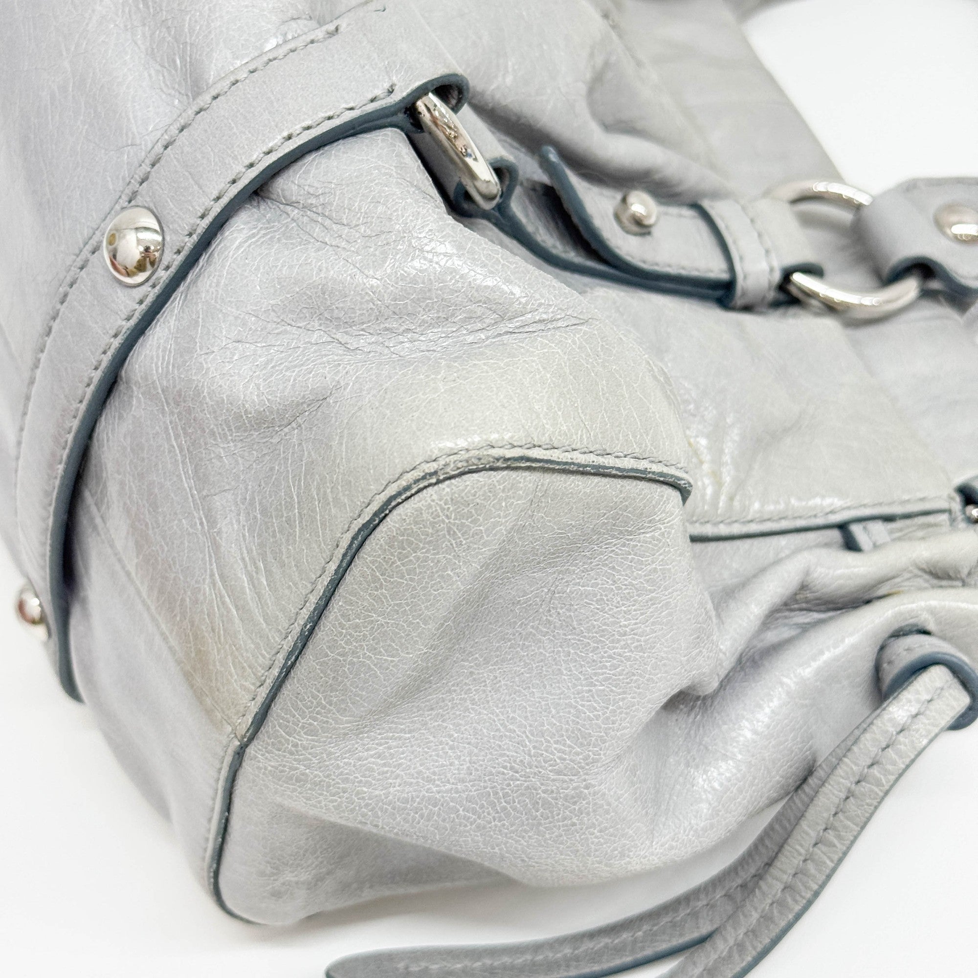 Mini Vitello Palladian Blue Leather Two Way Bag