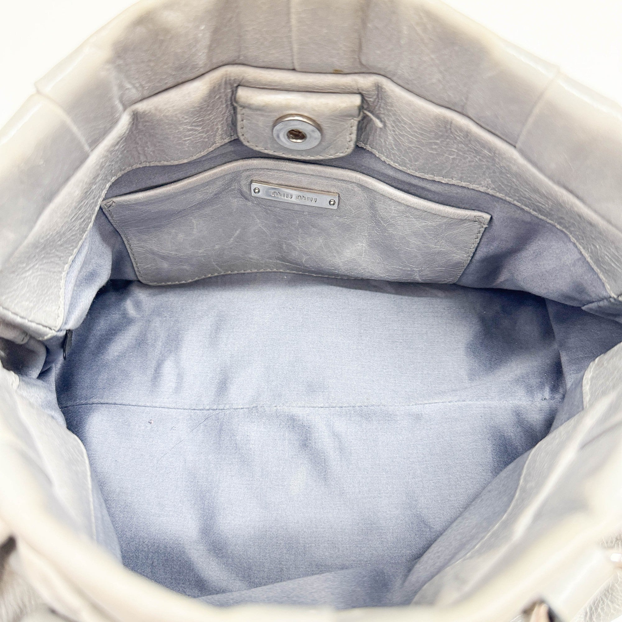 Mini Vitello Palladian Blue Leather Two Way Bag