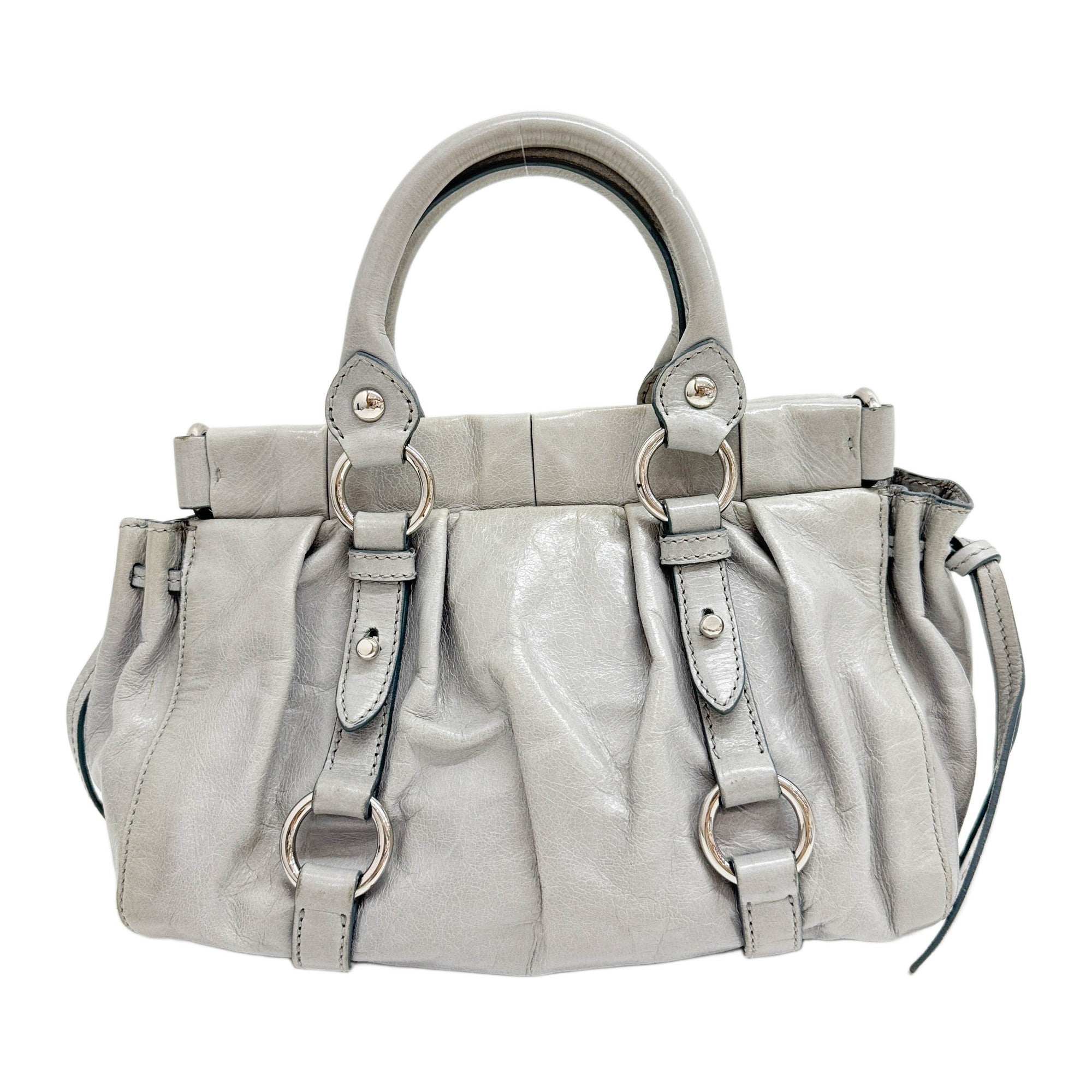 Mini Vitello Palladian Blue Leather Two Way Bag