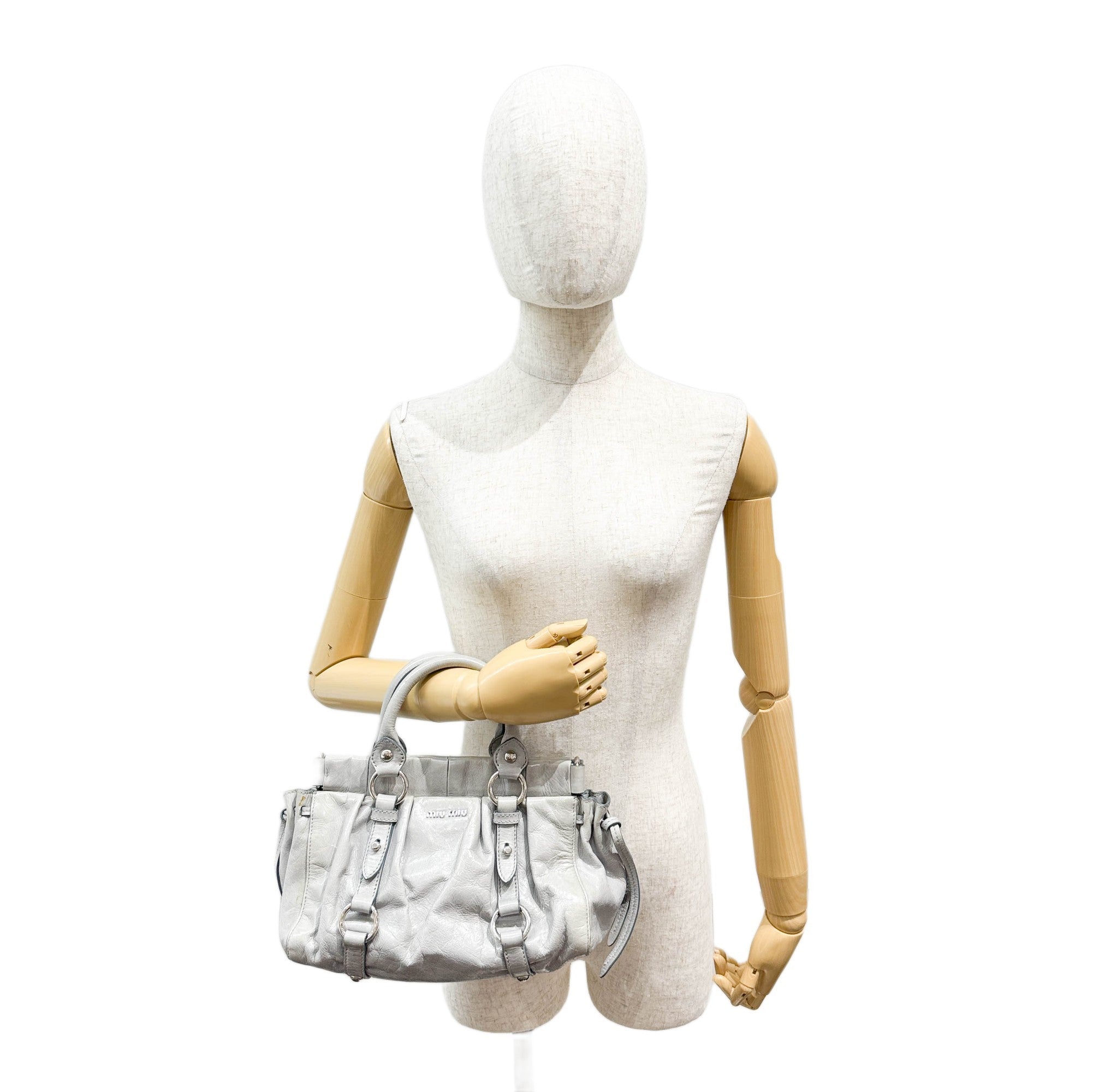 Mini Vitello Palladian Blue Leather Two Way Bag