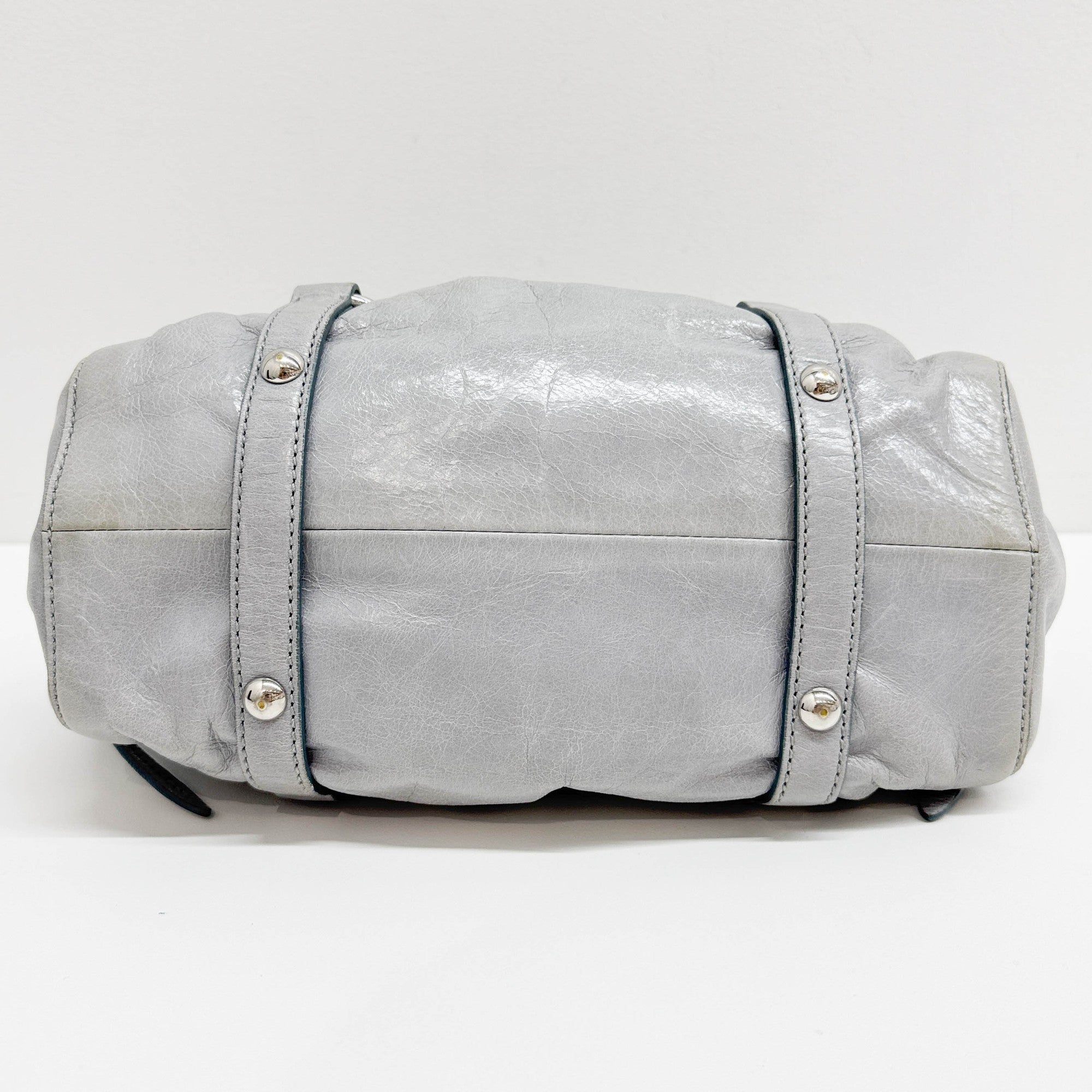 Mini Vitello Palladian Blue Leather Two Way Bag