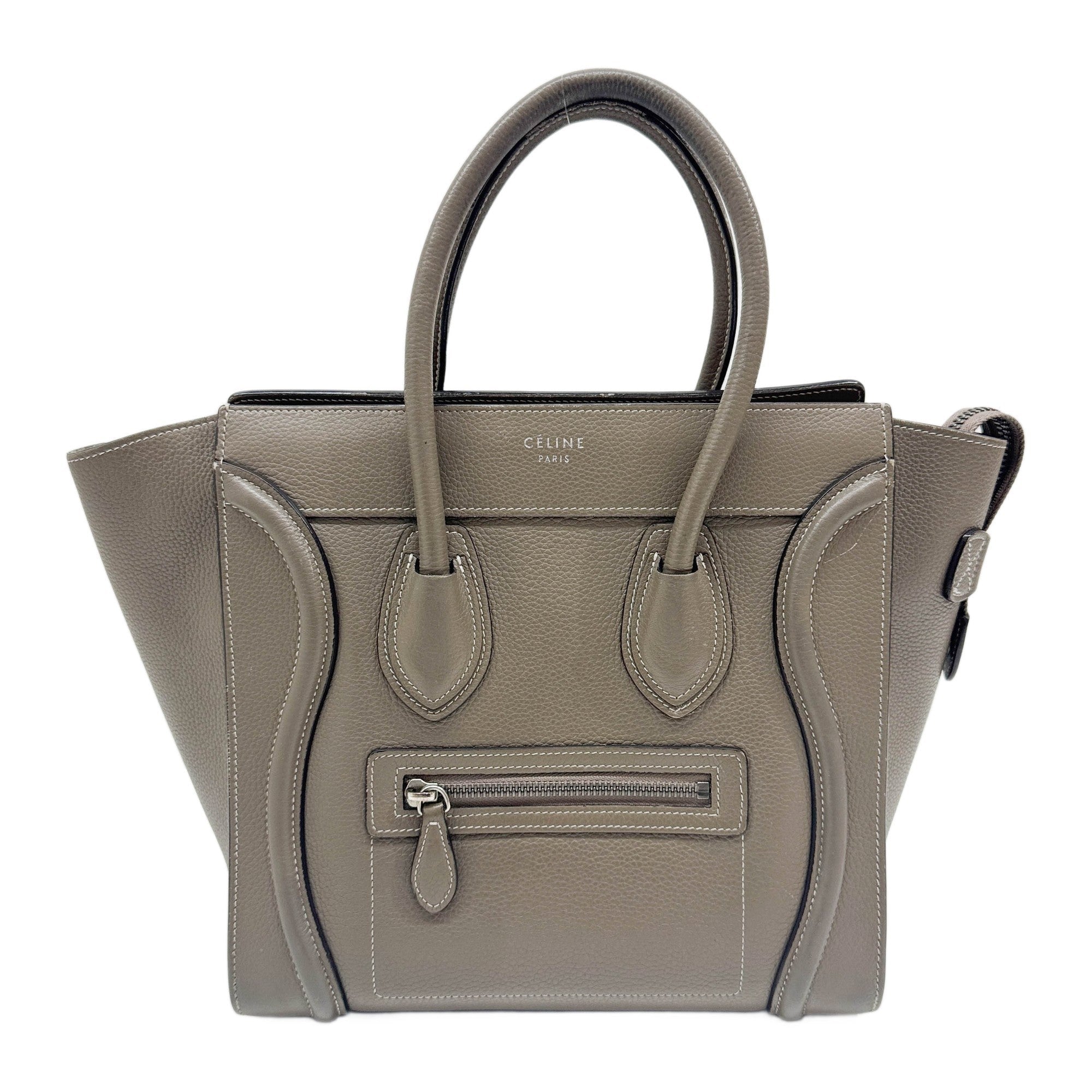 Micro Luggage Elephant Gray Leather Hand Bag