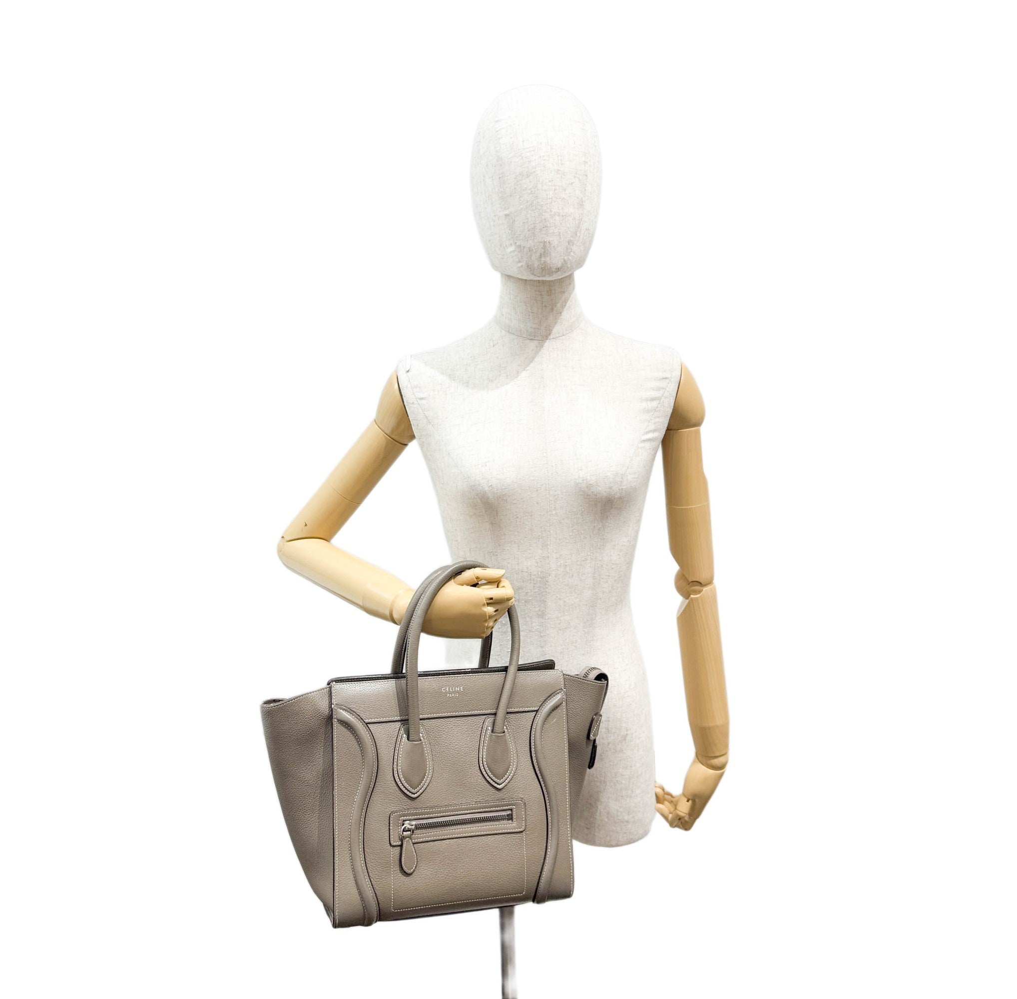 Micro Luggage Elephant Gray Leather Hand Bag